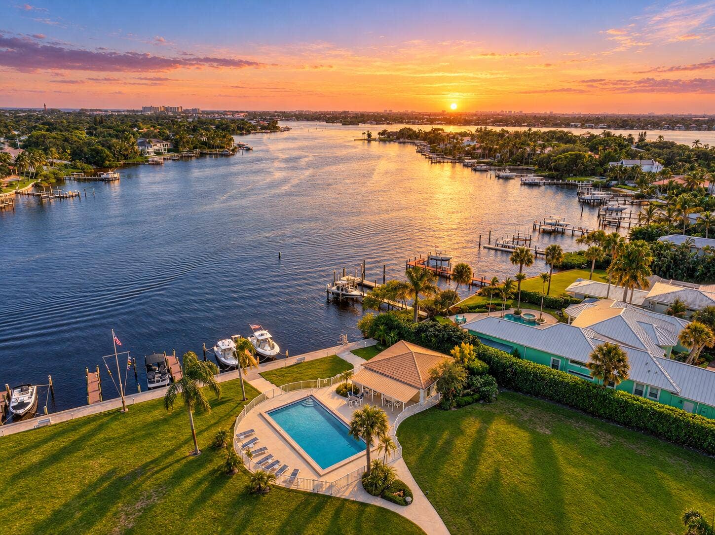 478 Tequesta Drive, #115, Tequesta, FL 33469 Golden Sunrise Over a Waterfront Estate-