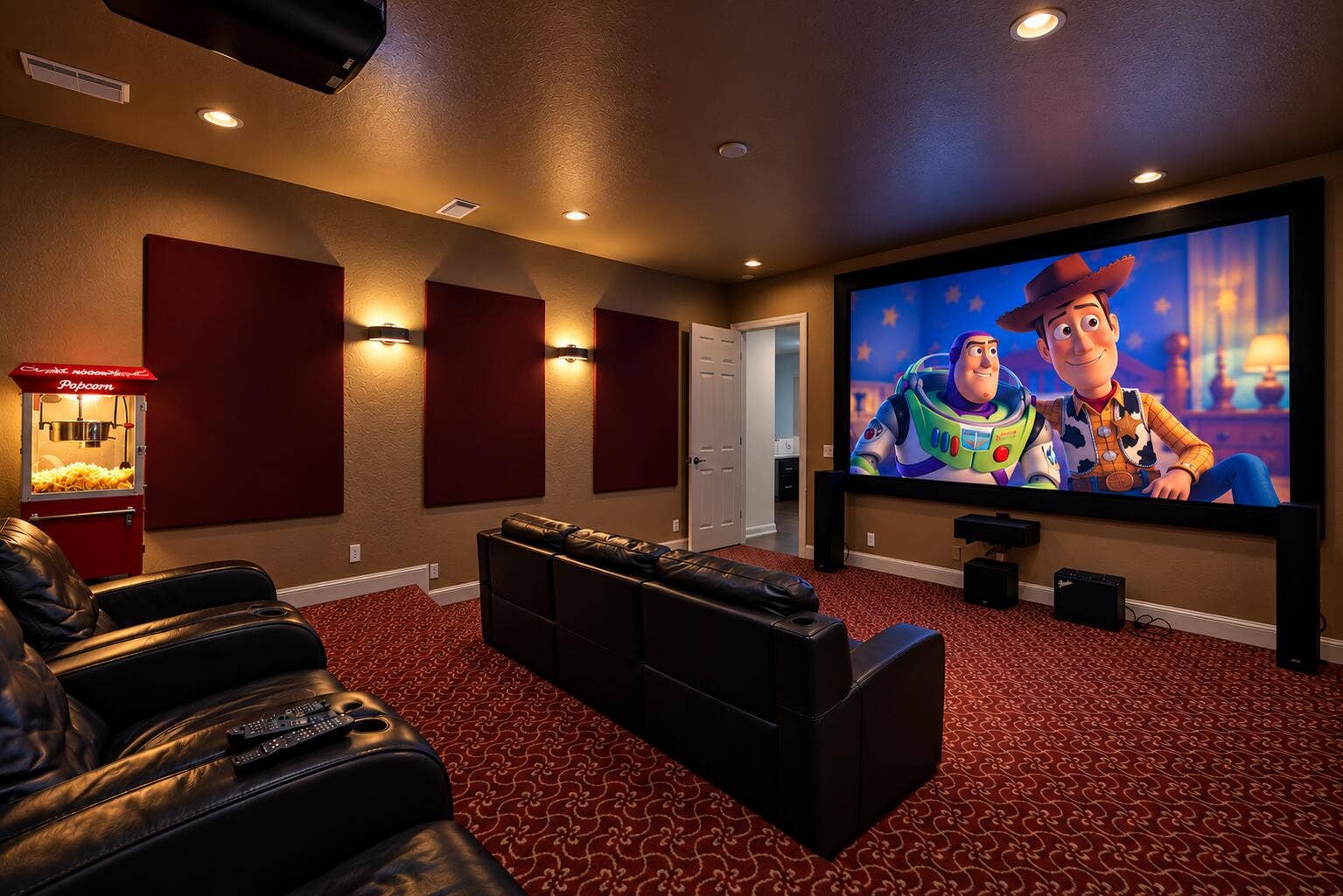 Cinematic Home Theater with Popcorn Mach
