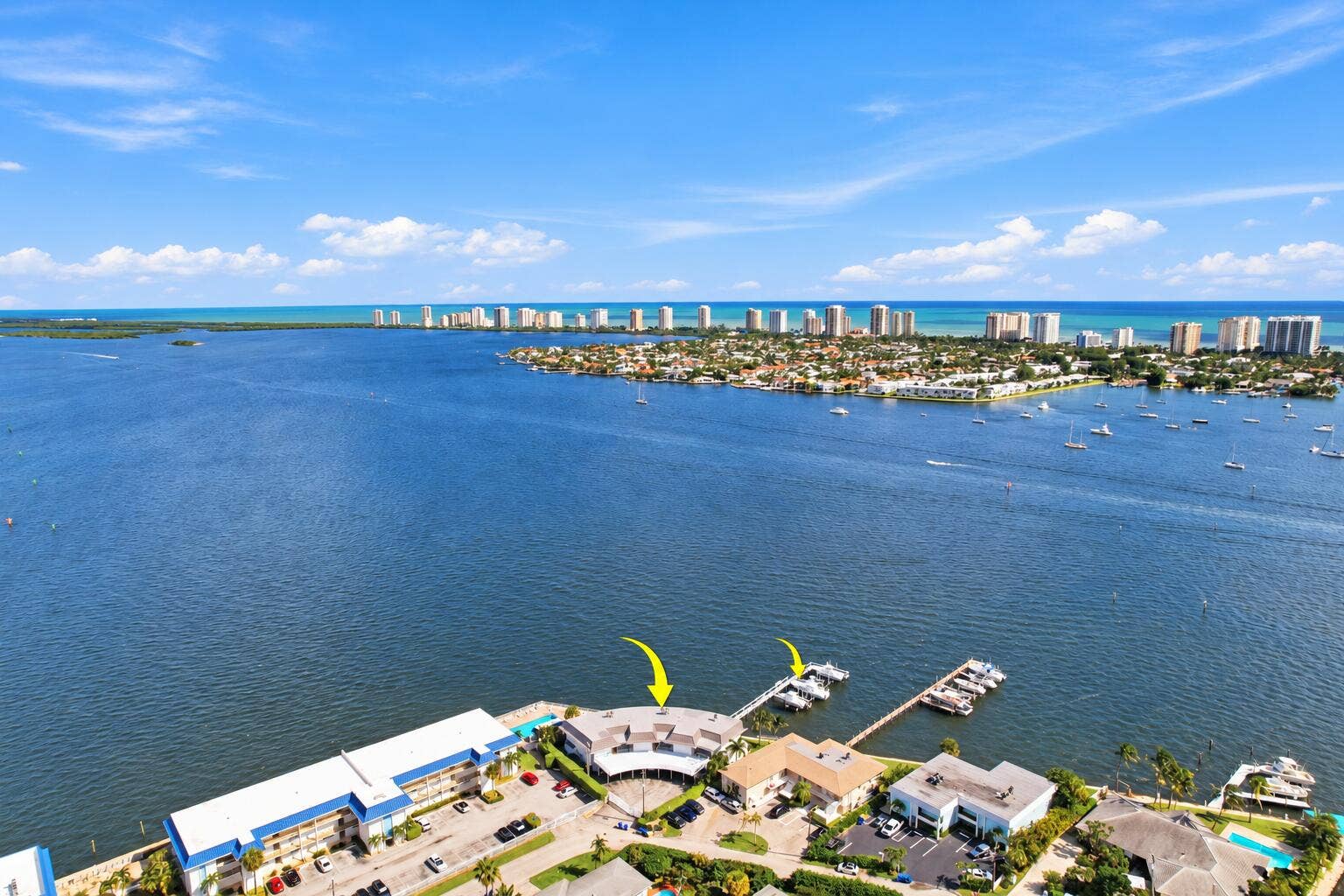 371 Wilma Circle, #4, Riviera Beach, FL 33404 Corner Unit + Boat Slip Aerial