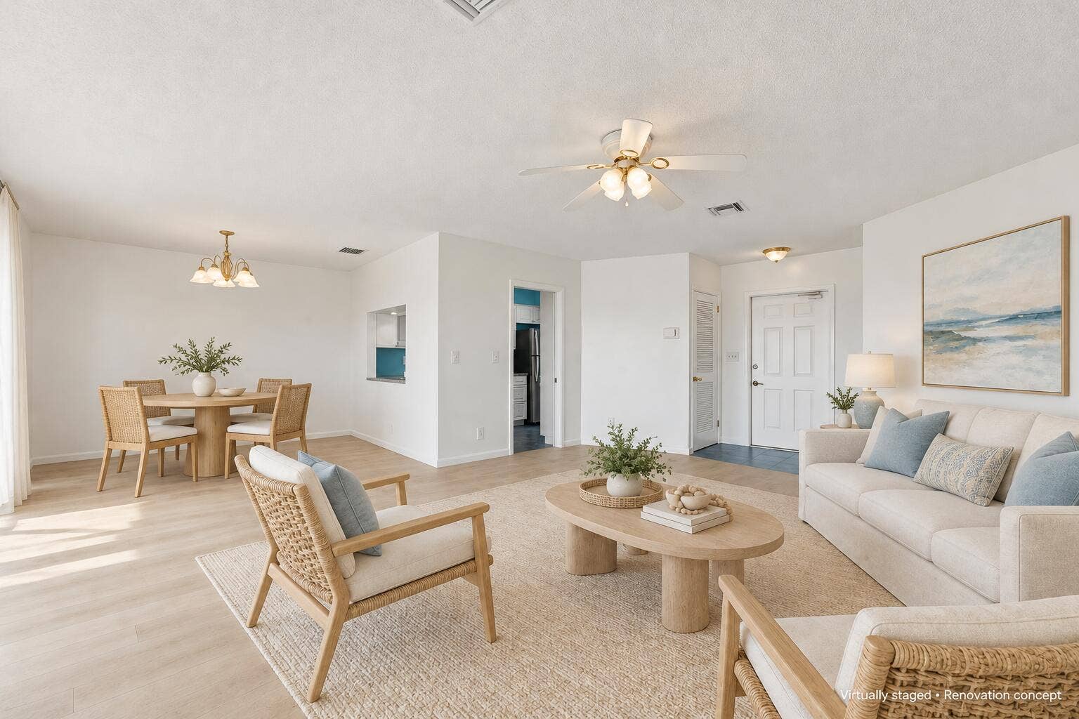 371 Wilma Circle, #4, Riviera Beach, FL 33404 VIRTUALLY STAGED & RENOVATED Conceptual rendering for inspiration only. Furnishings and improvements shown do not reflect the propertys current condition.