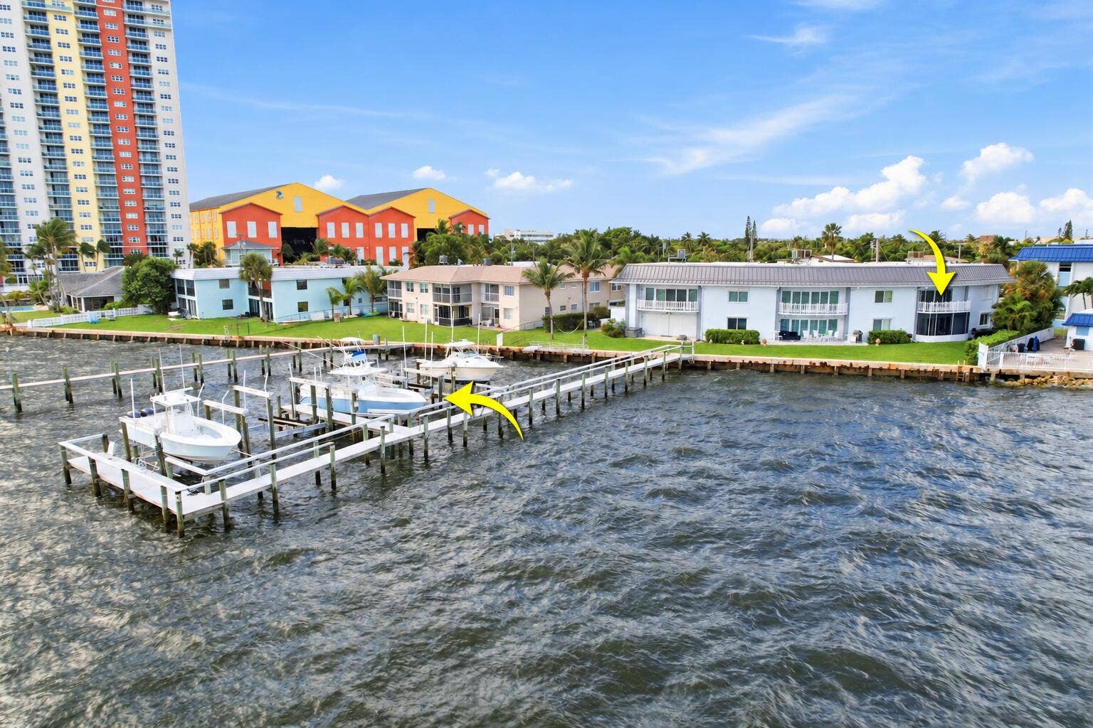 371 Wilma Circle, #4, Riviera Beach, FL 33404 Corner Unit + Boat Slip Aerial