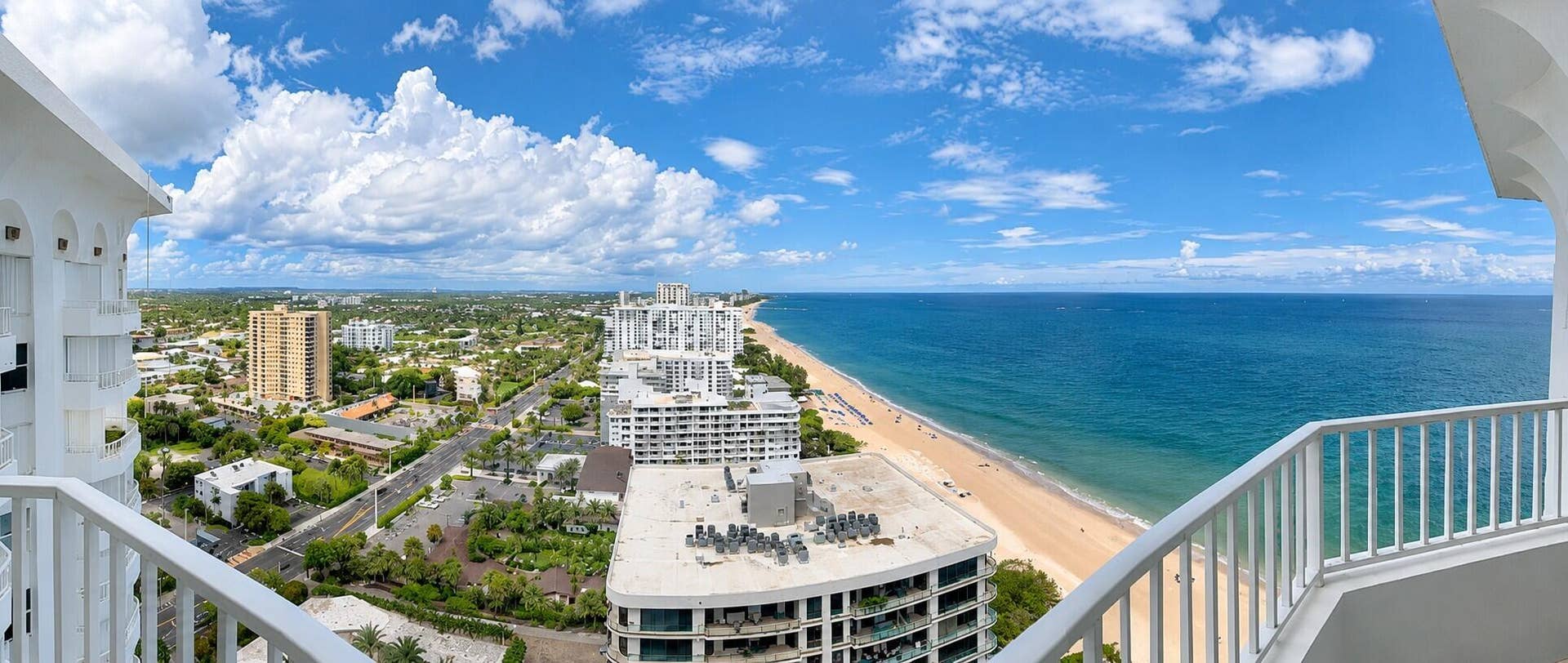 1340 S Ocean Boulevard, #2403 PH3, Pompano Beach, Pompano Beach, FL 33062 Panoramic Coastal City Balcony View