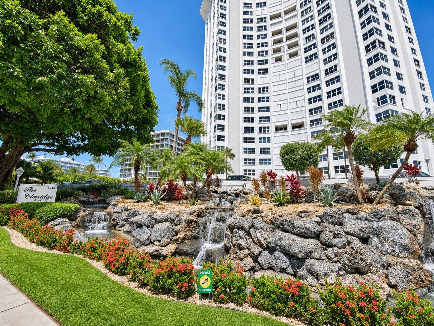 1340 S Ocean Boulevard, #2403 PH3, Pompano Beach, Pompano Beach, FL 33062 b The Claridge Entrance Waterfall Garden