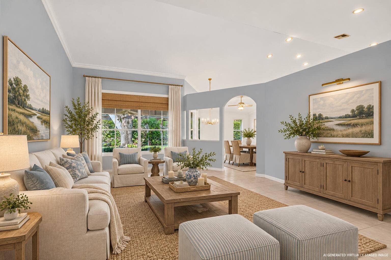 483 OTTER Lane N, Jupiter, FL 33458 Coastal Blue Living and Dining Room