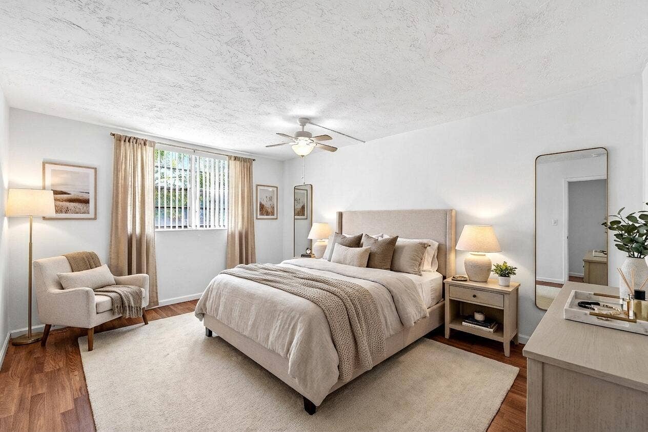 Virtually staged Bedroom