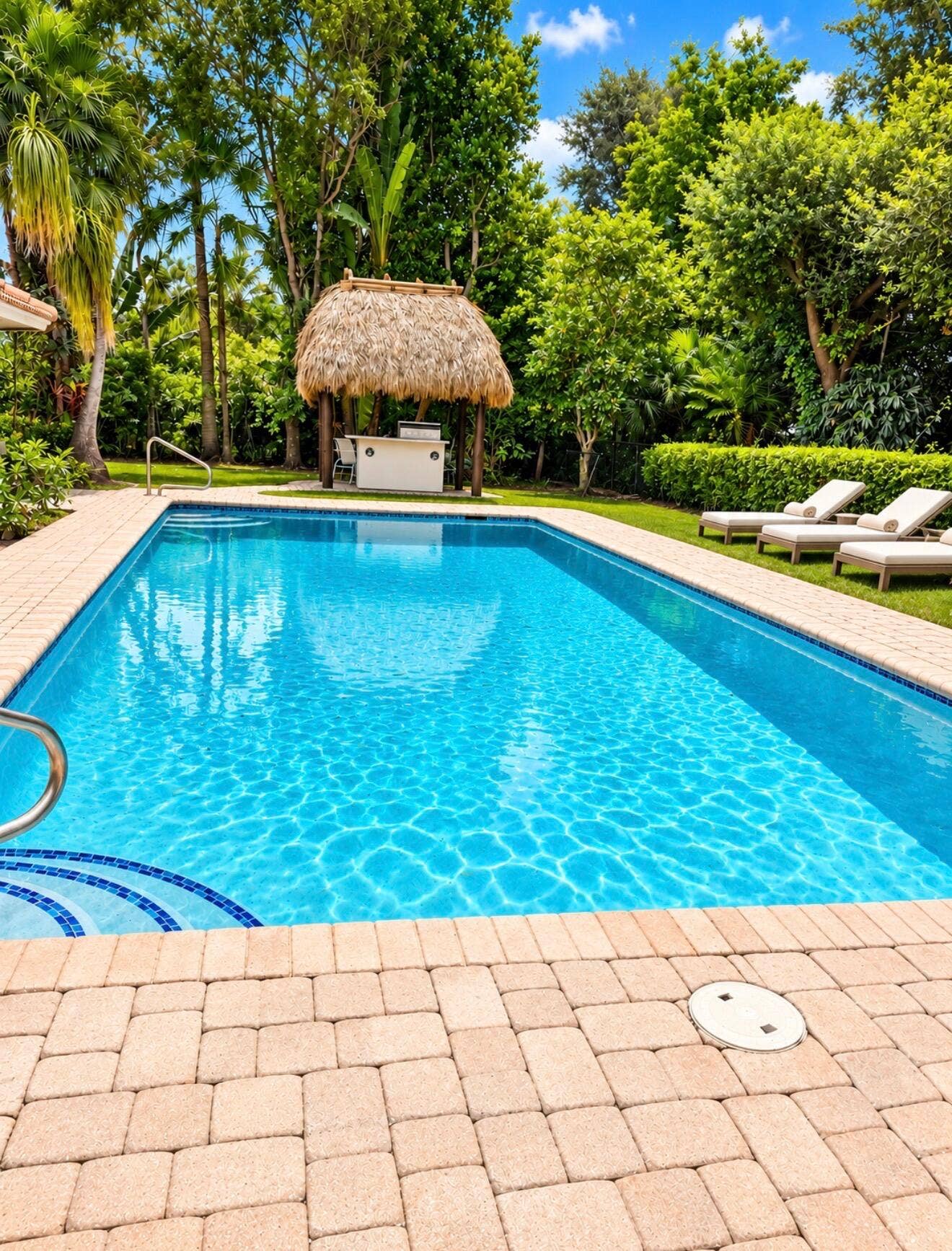 NEWLY RESURFACED 35 X 16 SPARKLING BLUE POOL FABULOUS FOR LAPS