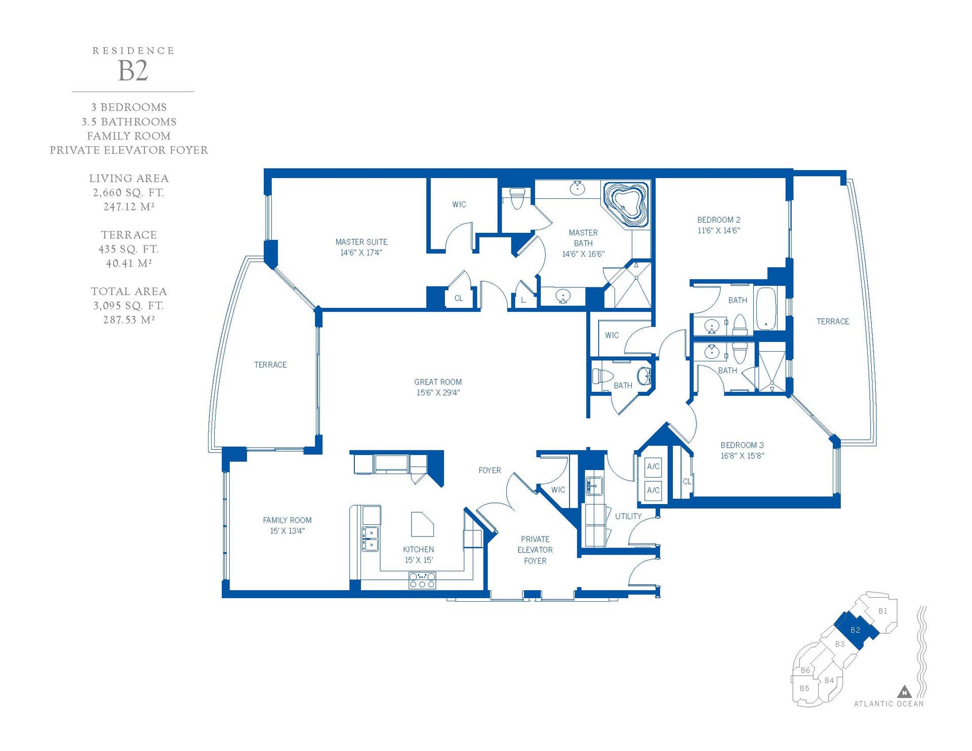 2700 N OCEAN Drive, #2302B, Singer Island, FL 33404 B2-1 Floorplan