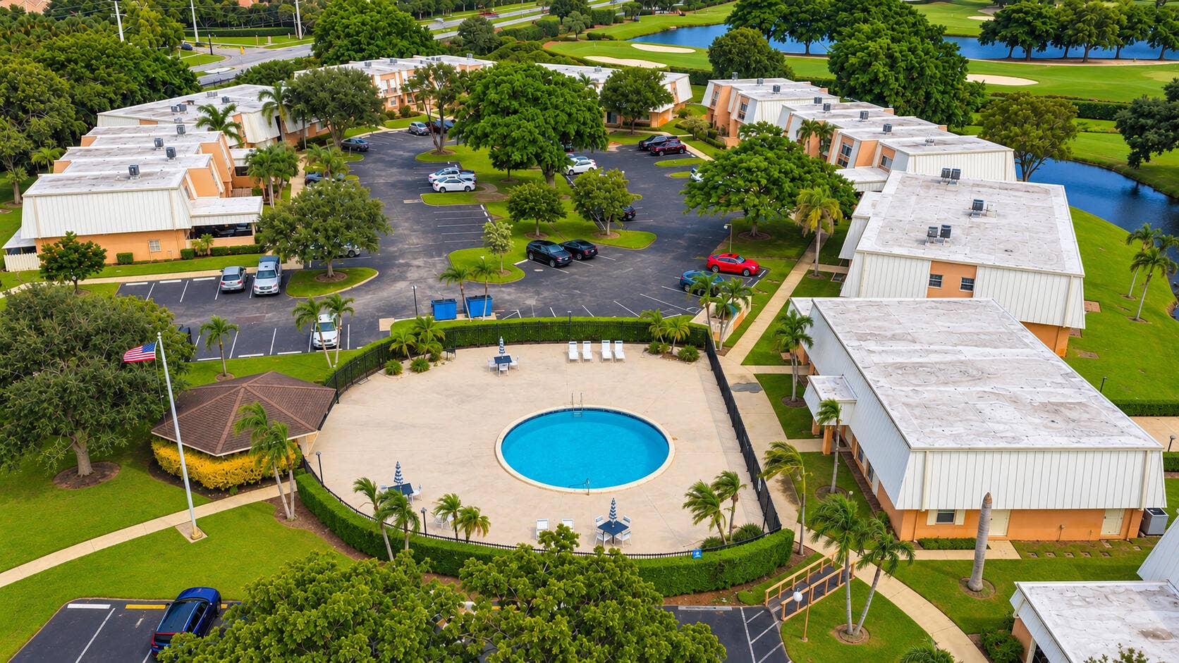 3600 Citrus Lane, #104, Davie, FL 33325 Aerial View of Poolside Community