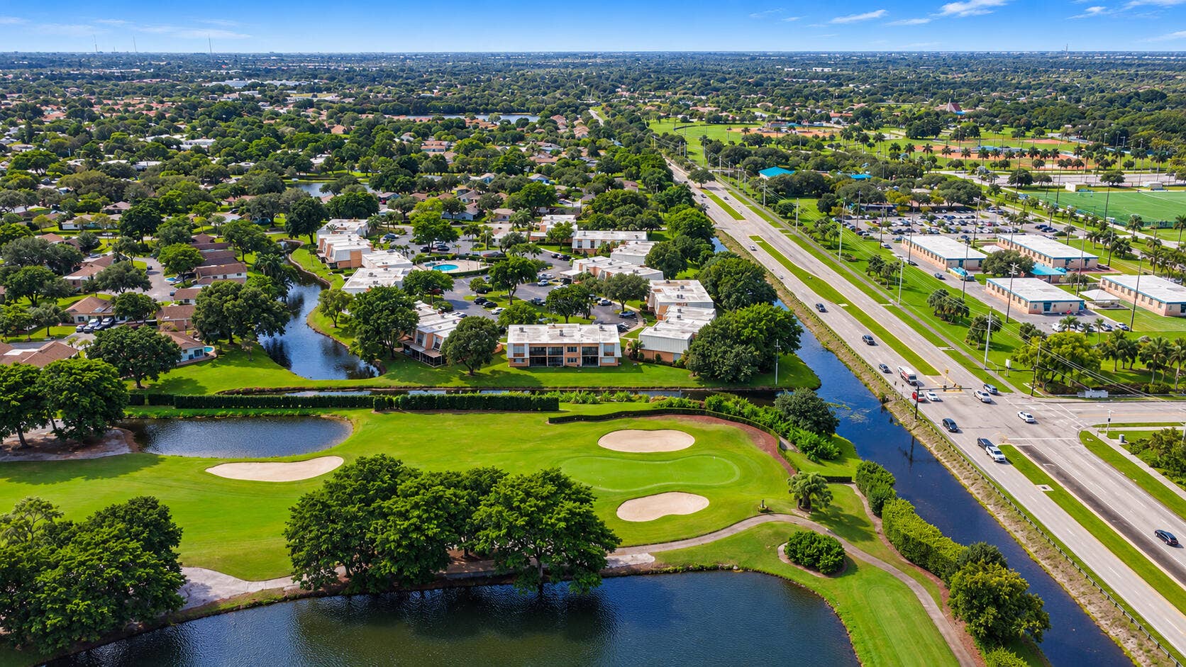 3600 Citrus Lane, #104, Davie, FL 33325 Sunny Suburban Golf Course Aerial View