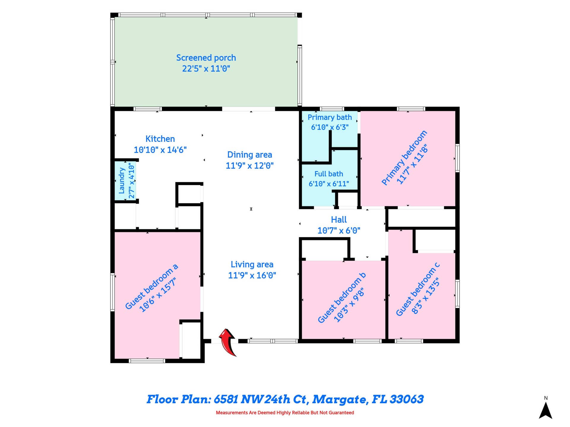 6581 NW 24TH Court, Margate, FL 33063 1 Floor Plan