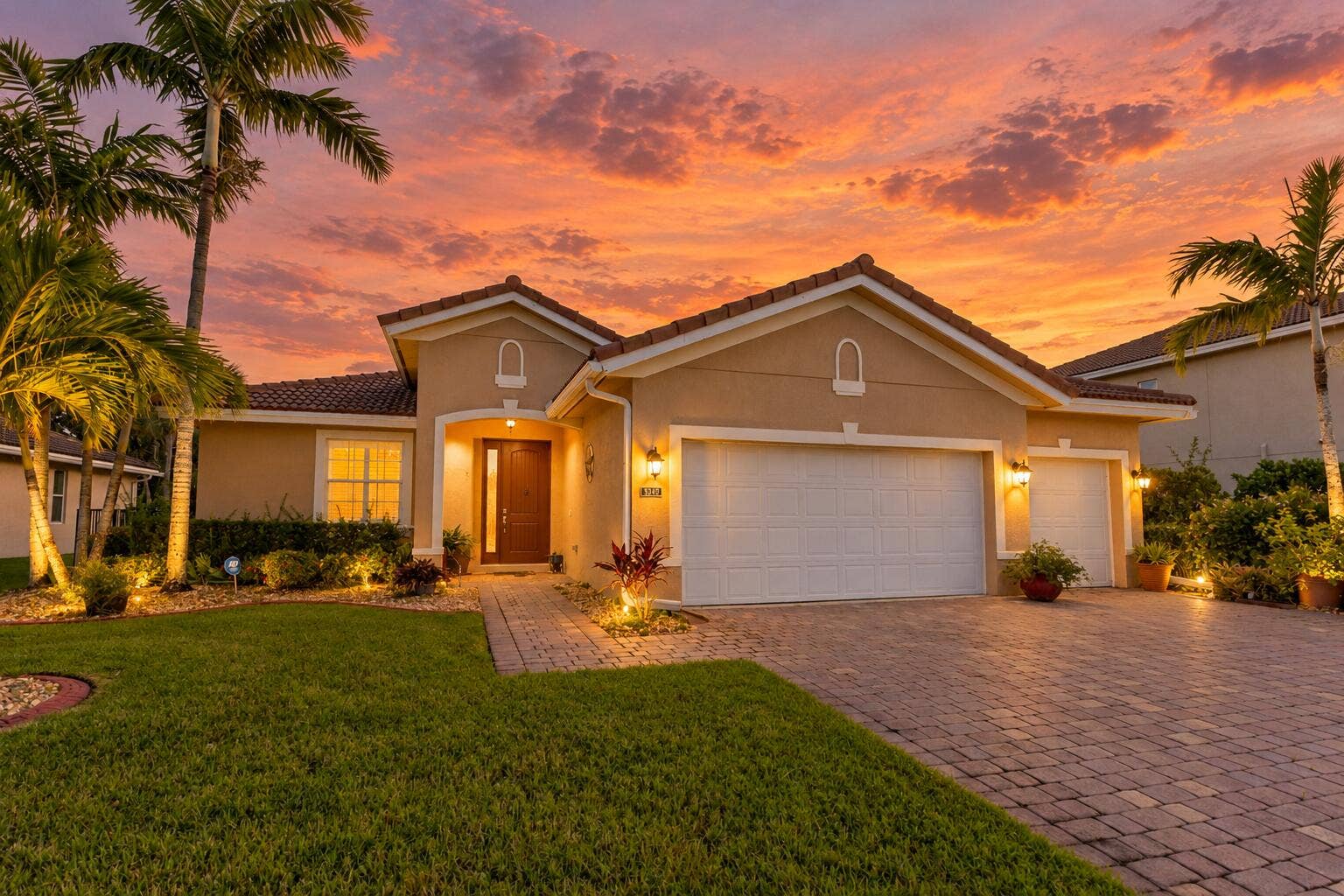 9340 Silent Oak Circle, West Palm Beach, FL 33411 Front-Dusk