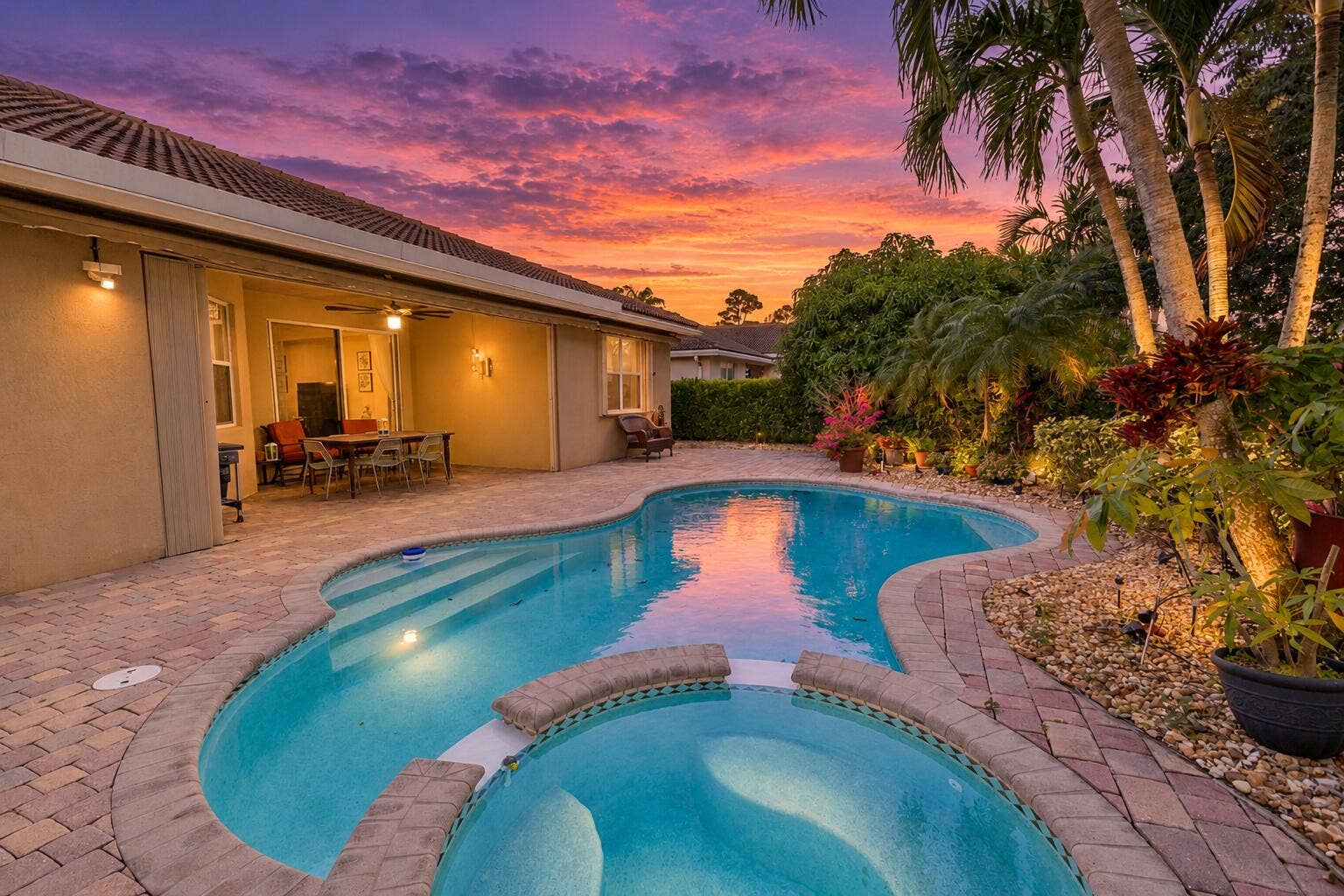 9340 Silent Oak Circle, West Palm Beach, FL 33411 Pool-Dusk