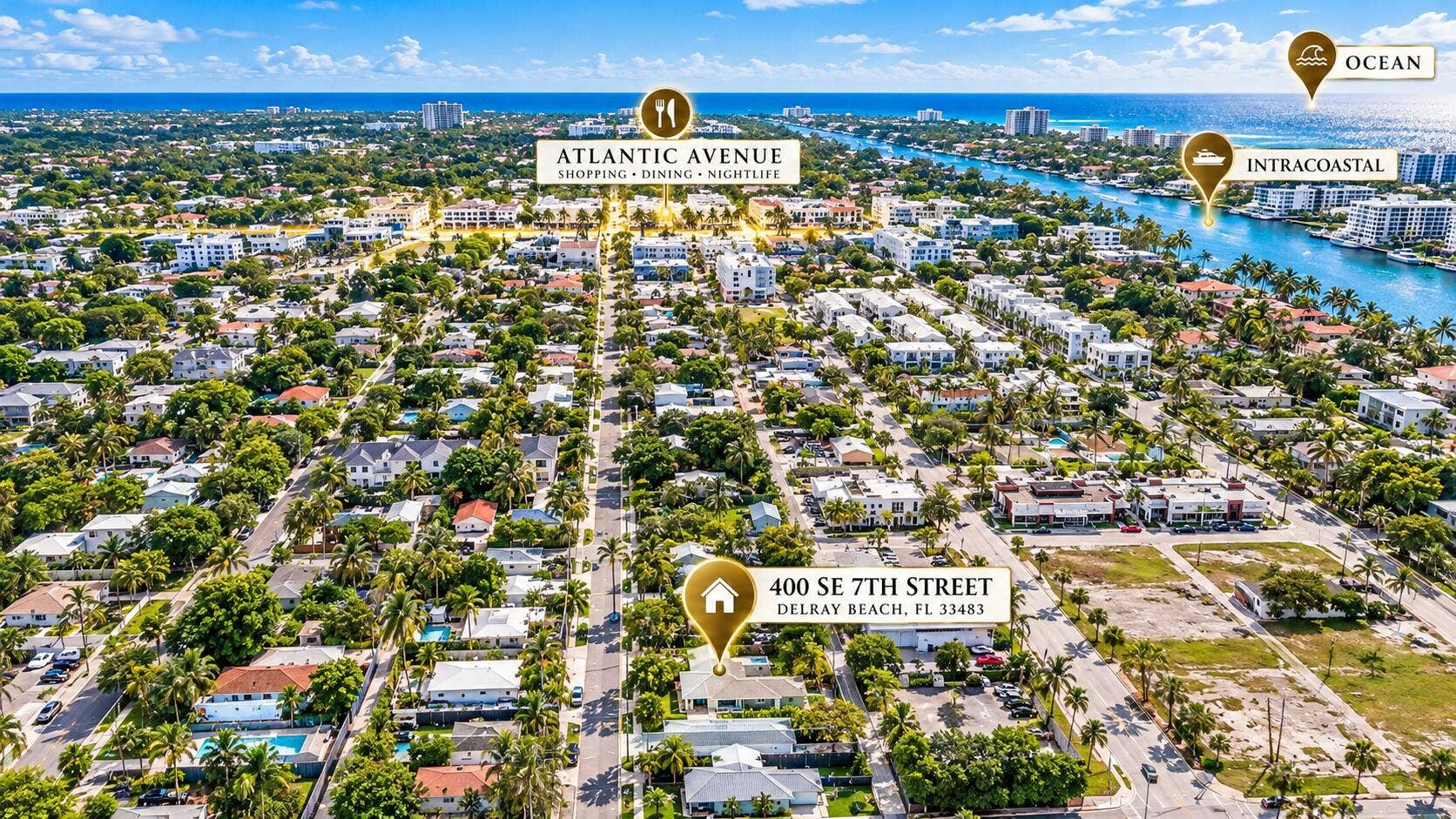 400 SE 7TH Street, Delray Beach, FL 33483 Aerial Delray Downtown