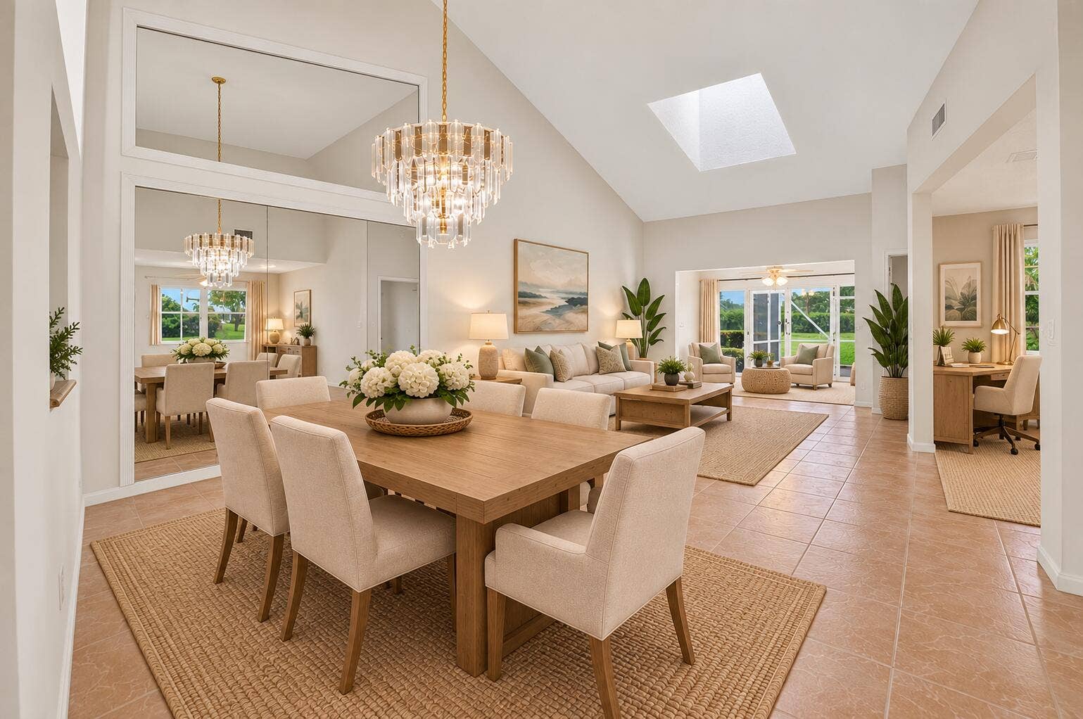 Dining & Living Room with extension. Virtually staged so you can see the potential.