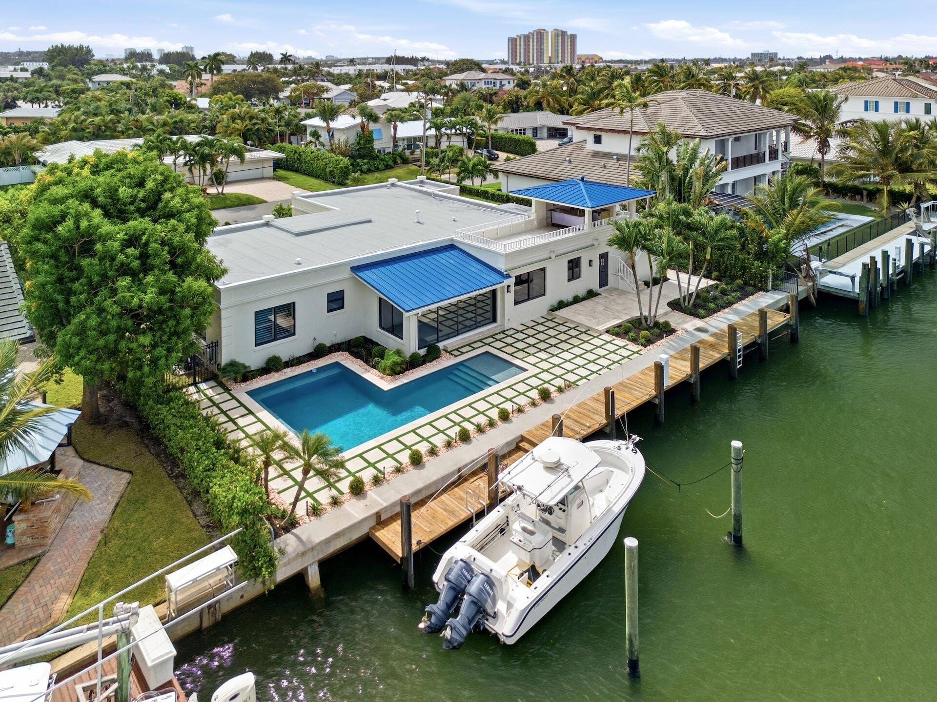 1210 Bimini Lane, Singer Island, FL 33404 Aerial Pool and Dock
