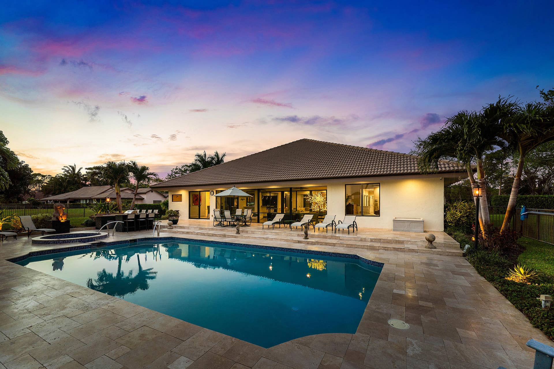 5221 Estates Drive, Delray Beach, FL 33445 Twilight Back