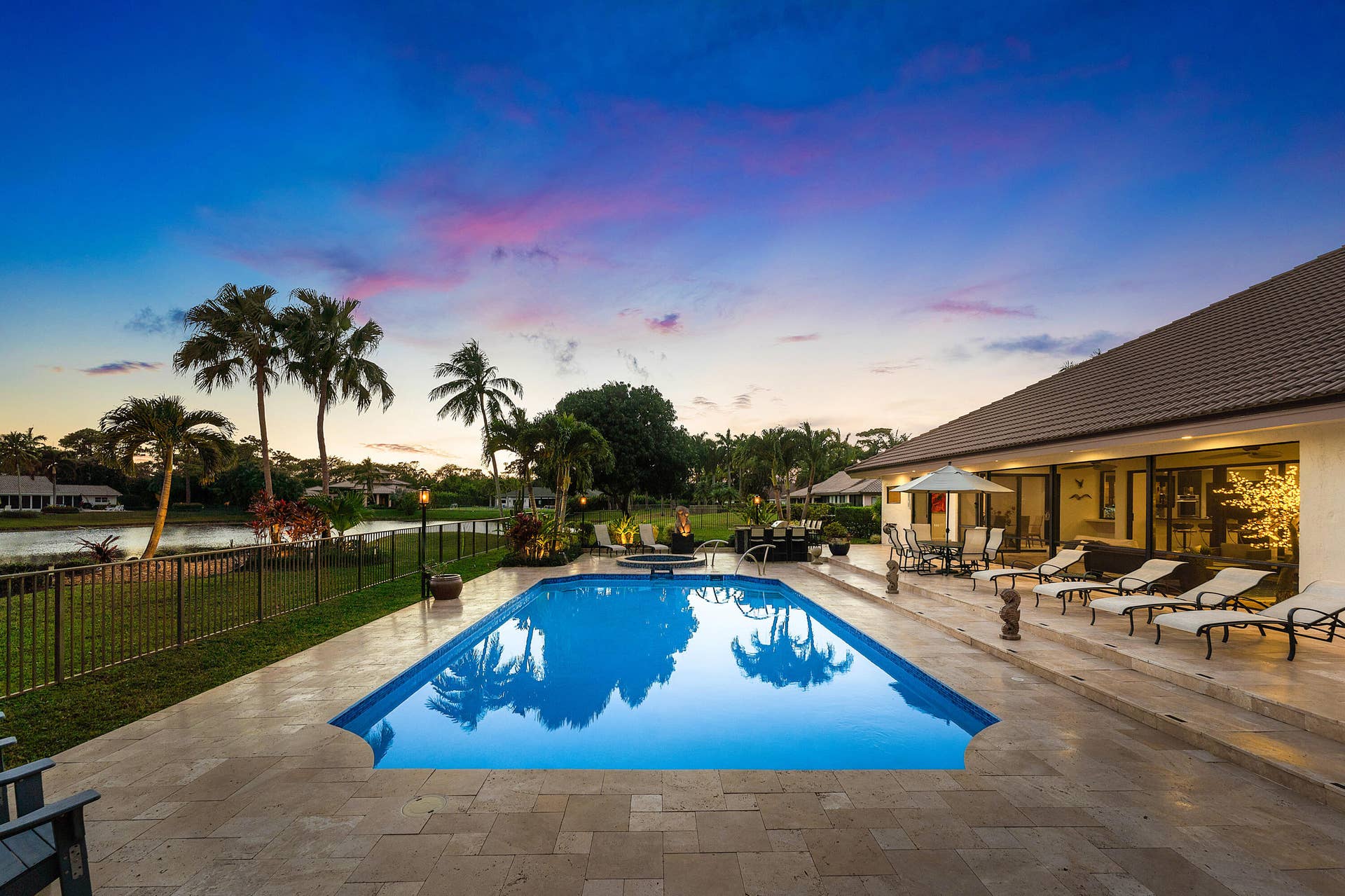 5221 Estates Drive, Delray Beach, FL 33445 Twilight Back