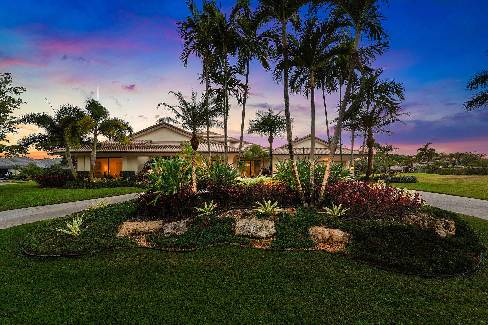 5221 Estates Drive, Delray Beach, FL 33445 Twilight Front