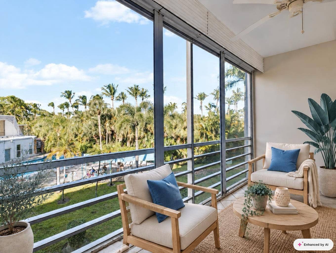 1425 ATLANTIC SHORES Boulevard, #307, Hallandale Beach, FL 33009 Screen Balcony Staged