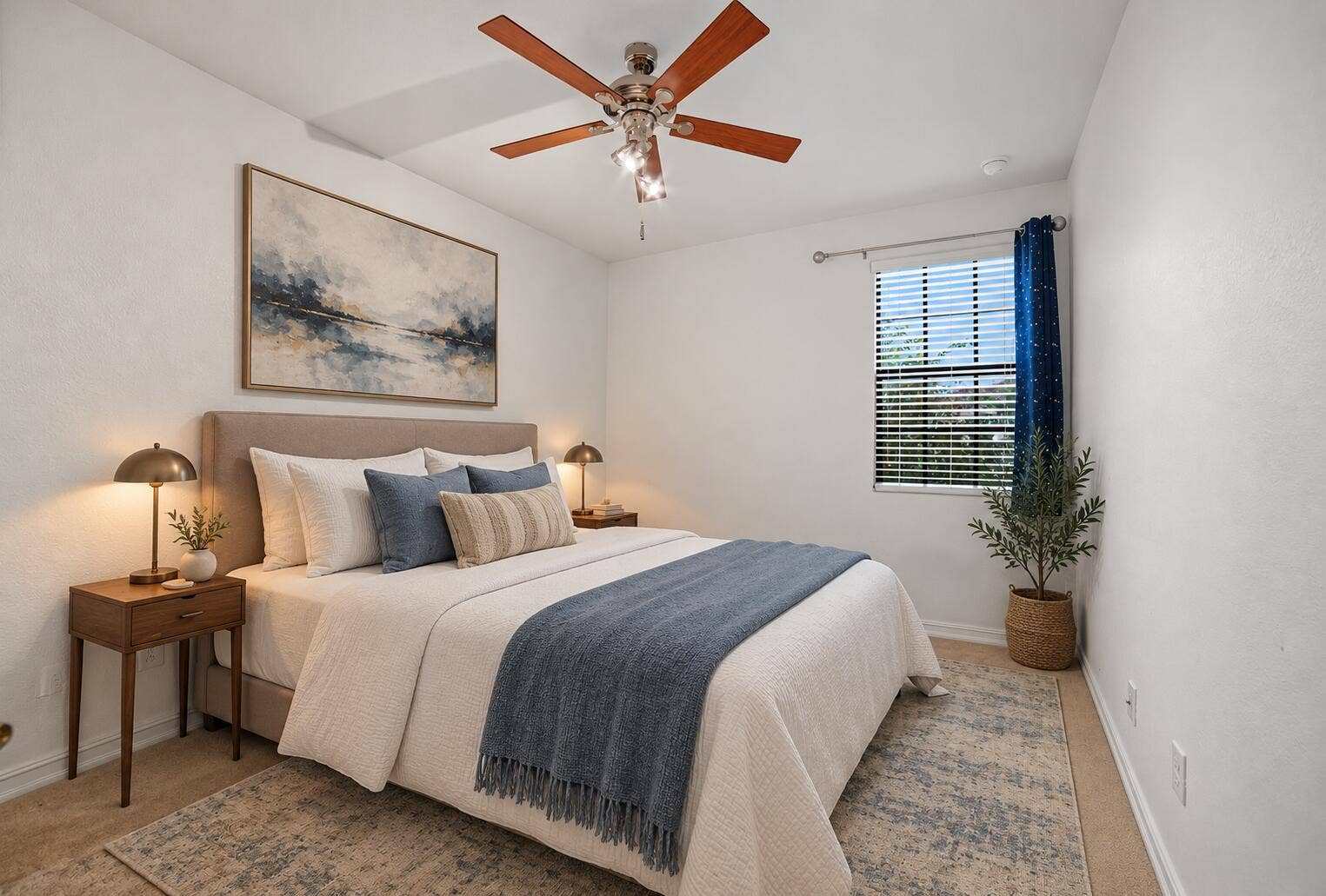 13011 Riverwalk Circle N, Plantation, Plantation, FL 33325 Neutral interior with a ceiling fan featuring integrated lighting and a window with horizontal blinds