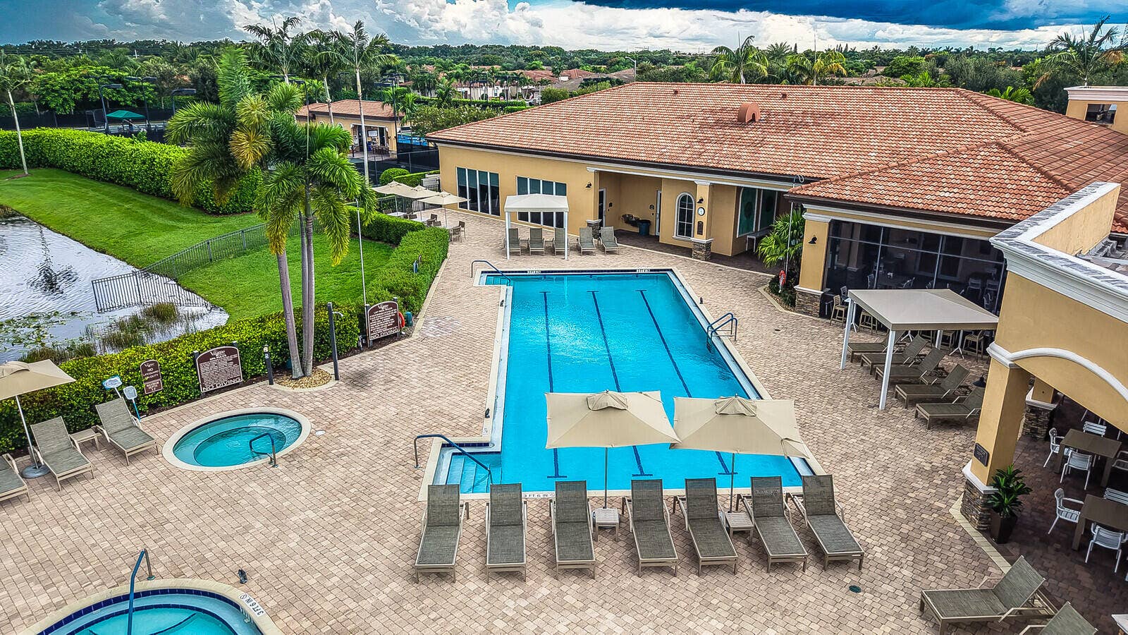 14982 Barletta Way, Delray Beach, FL 33446 Aerial Pool View