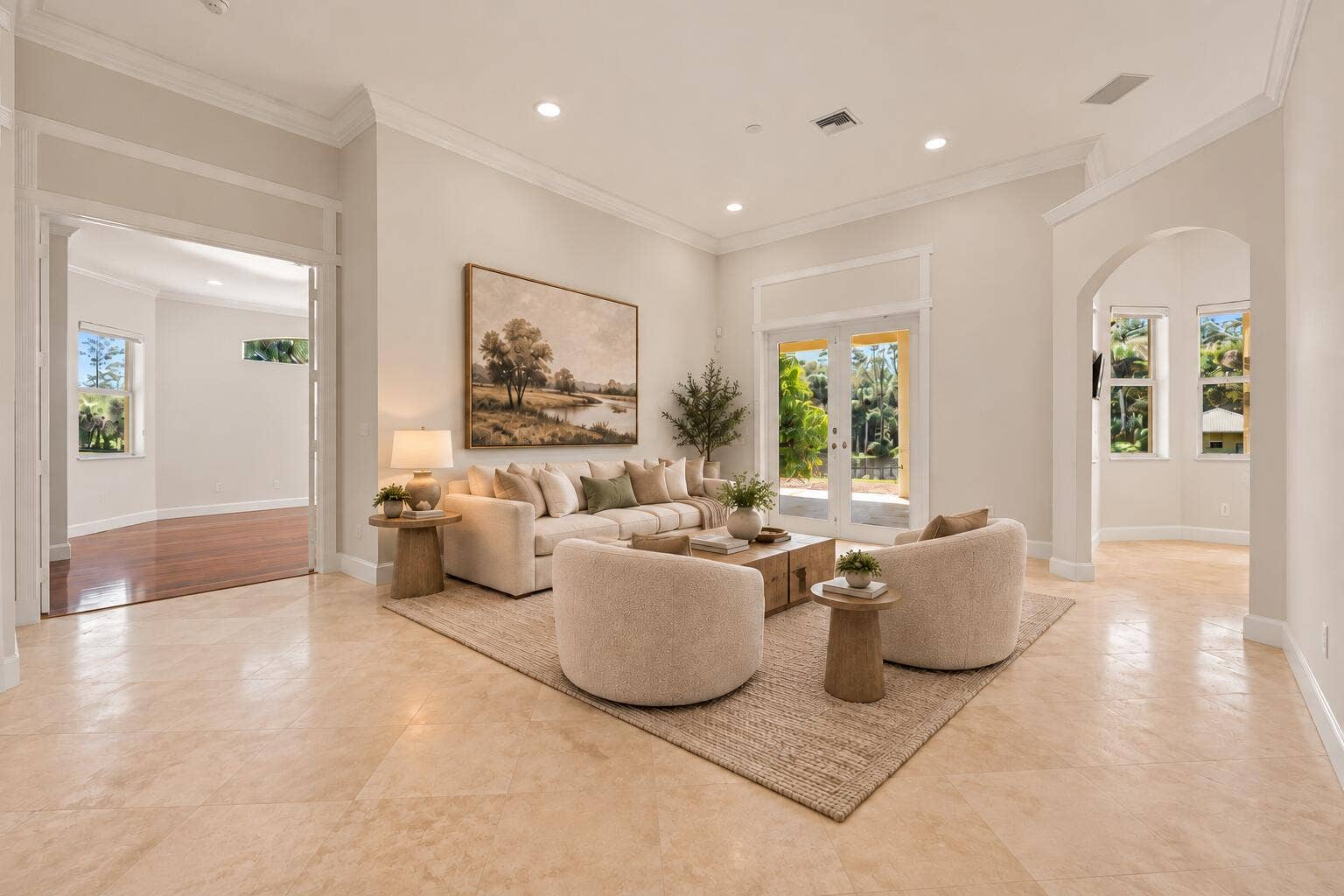 5002 SW Markel Street, Palm City, FL 34990 Airy Neutral Living Room with French Doo