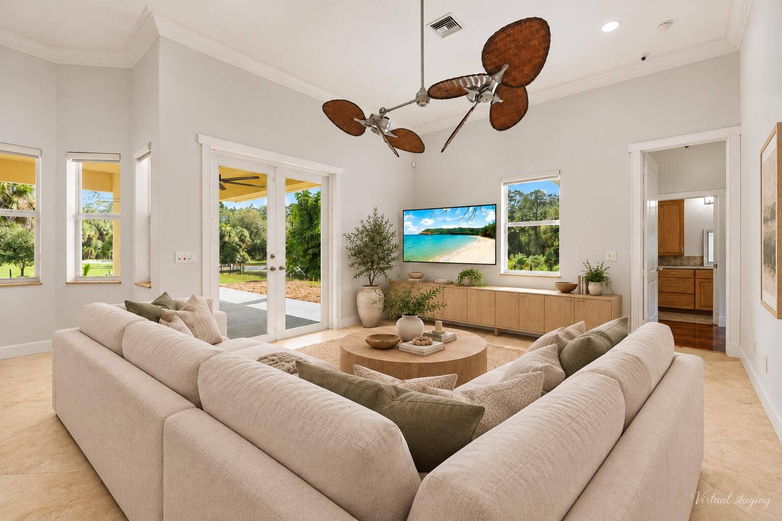 5002 SW Markel Street, Palm City, FL 34990 Bright Coastal Living Room with Tropical