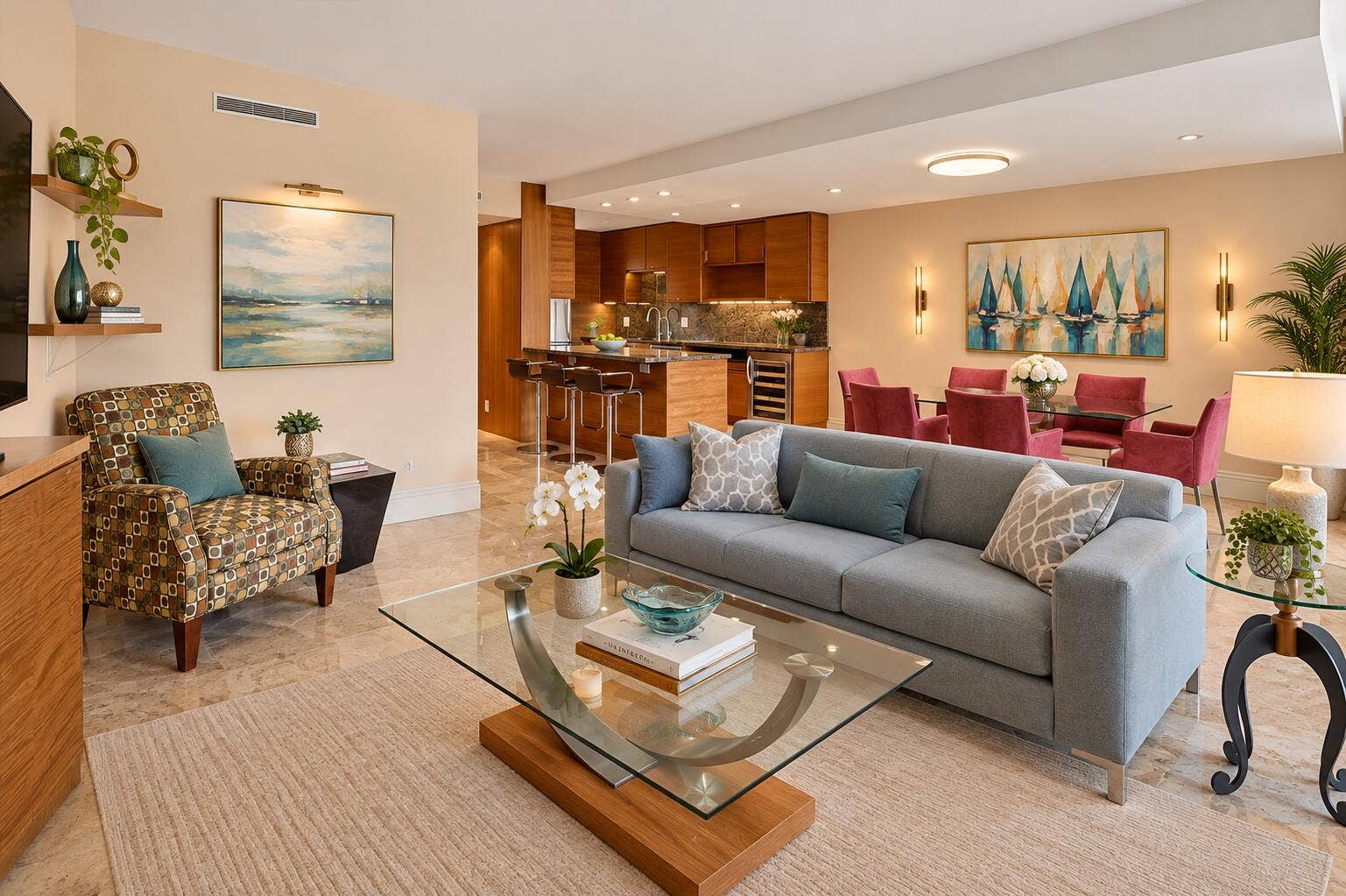 3900 OAKS CLUBHOUSE Drive, #508, Pompano Beach, FL 33069 AI Enhanced Decor All furniture shown is there except for dining table
Public (Primary)