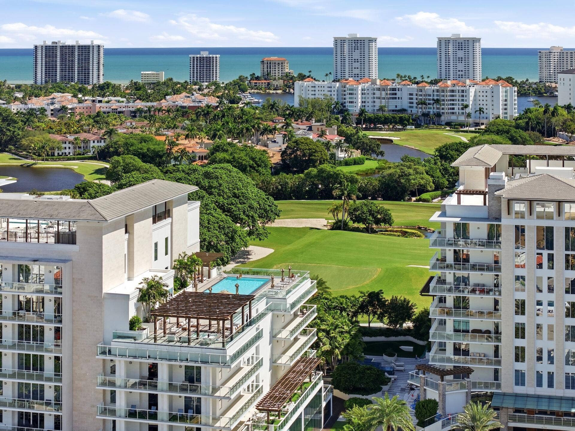 200 SE Mizner Boulevard, #503, Boca Raton, FL 33432 Aerial Pool Ocean View