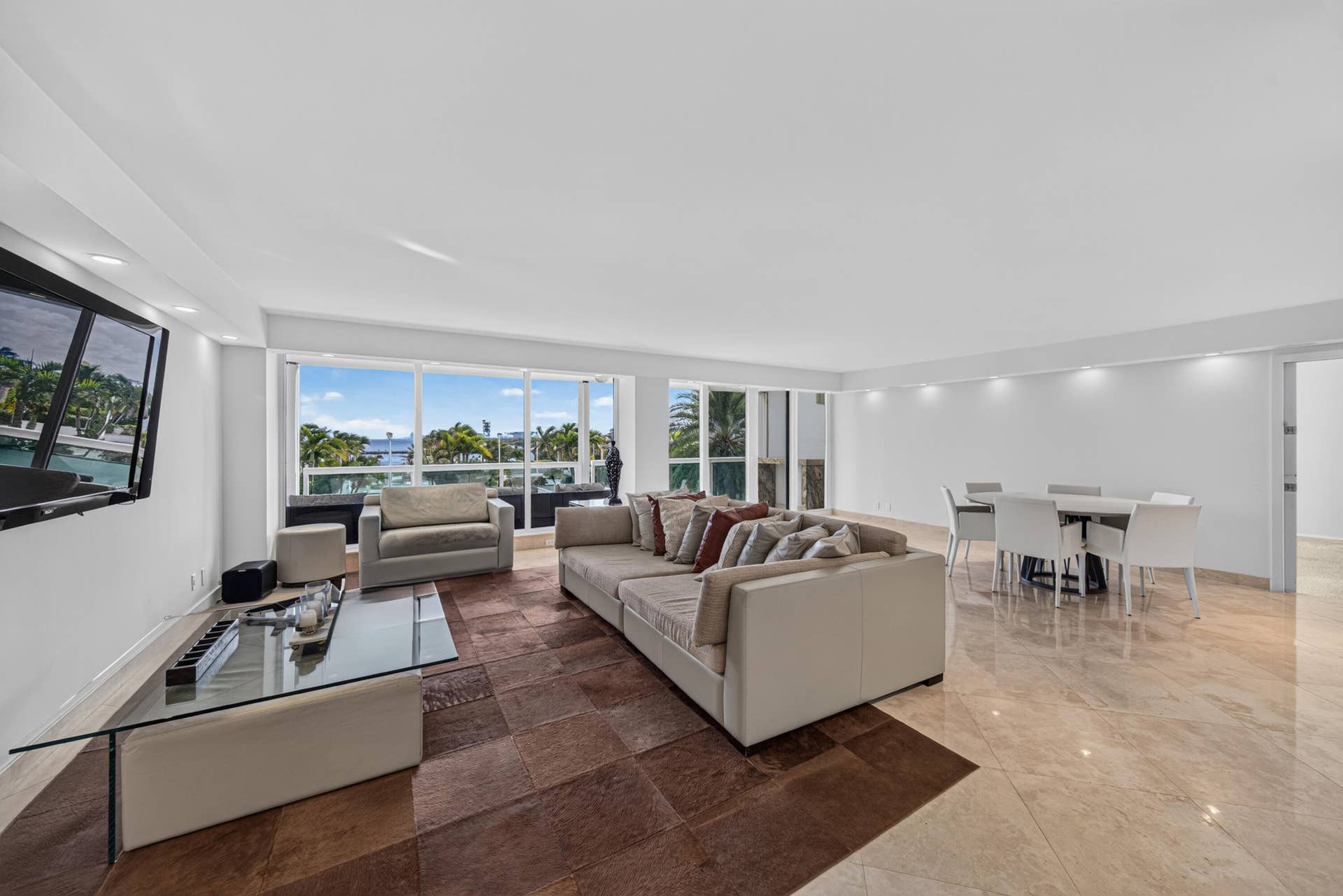 2100 S OCEAN Lane, #205, Fort Lauderdale, FL 33316 Main Residence - Living & Dining Area. Partially furnished or unfurished are options.