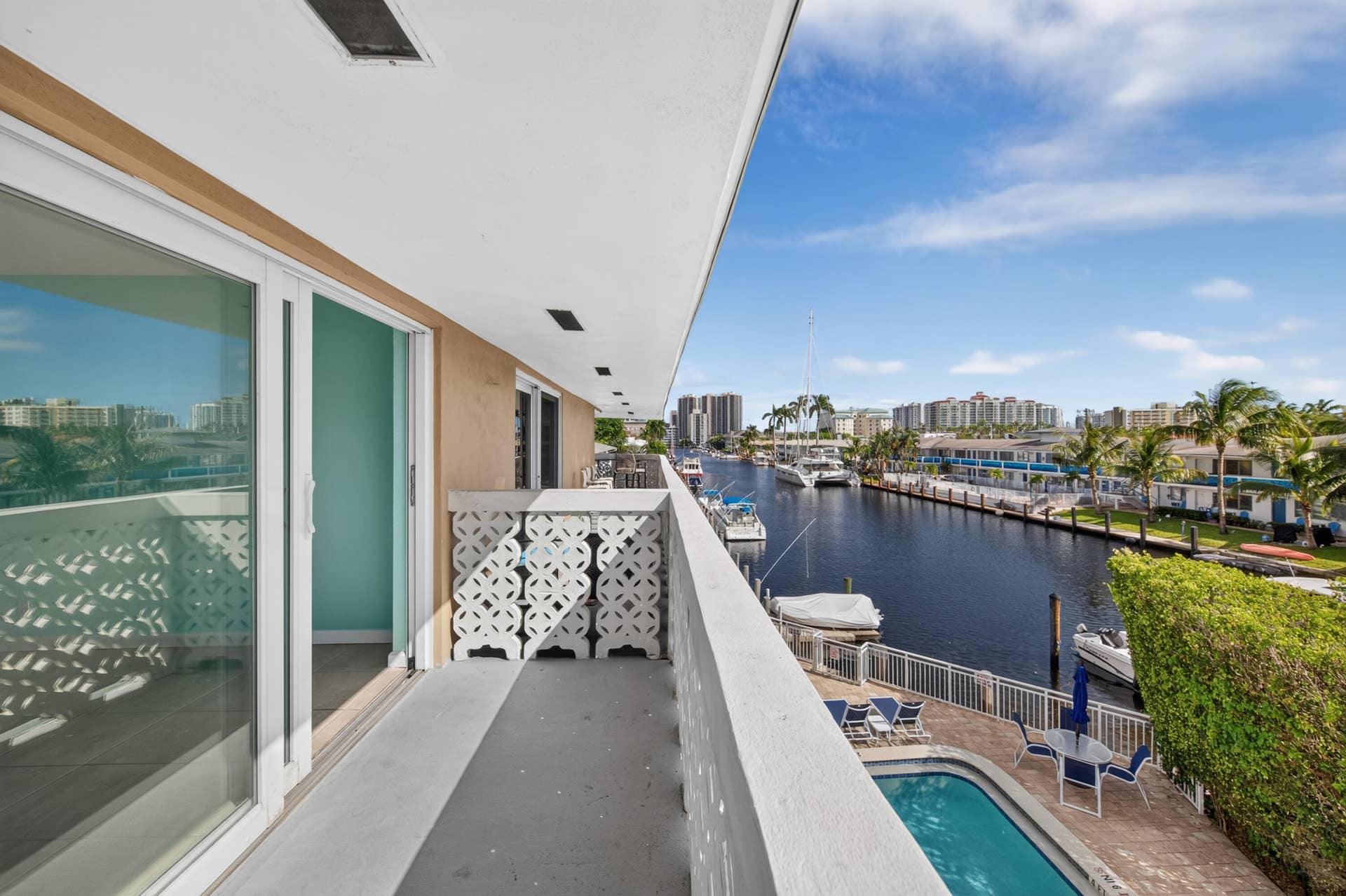 3220 BAYVIEW Drive, #314, Fort Lauderdale, Fort Lauderdale, FL 33306 Private Balcony overlooking the Pool and Waterway