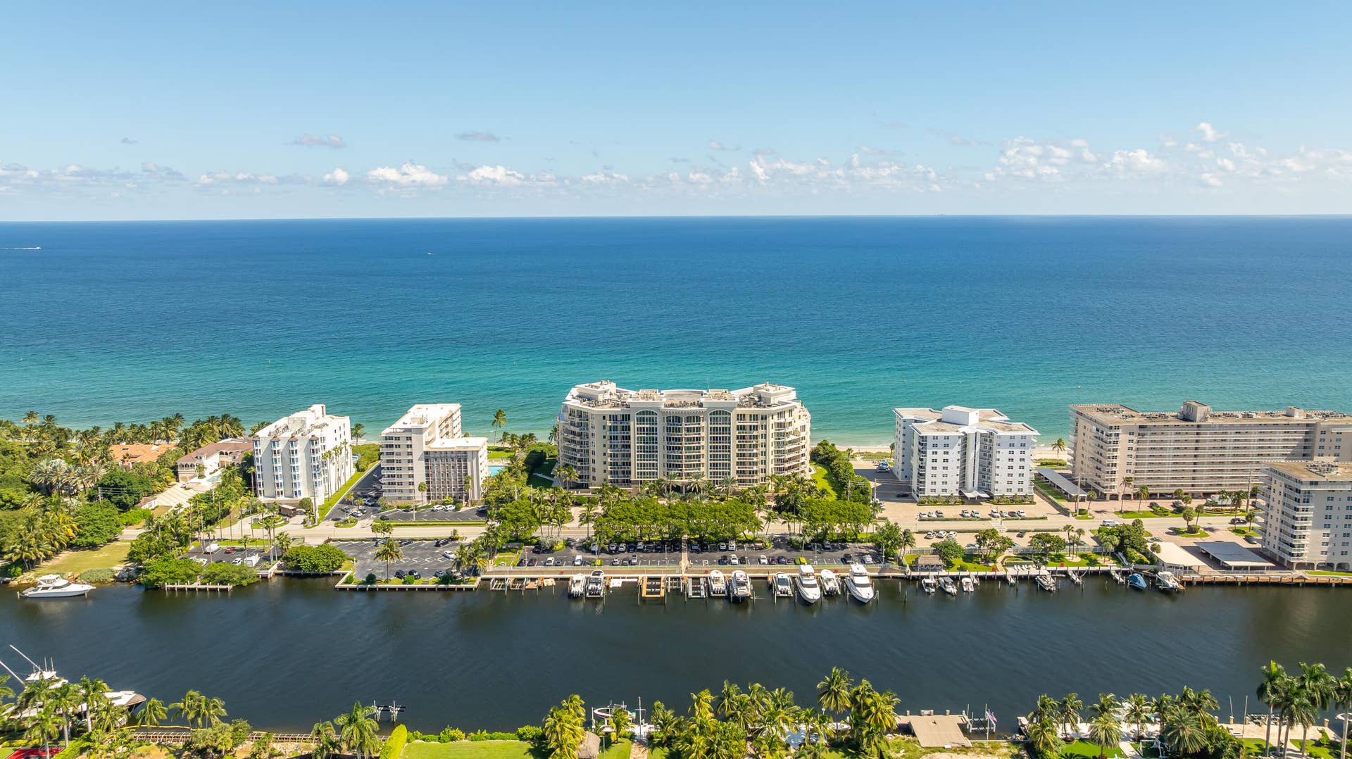 1063 Hillsboro Mile, #707, Hillsboro Beach, FL 33062 Ocean Grande at center photo nestled between the Atlantic ocean and A1A. The address referred to as Hillsboro Mile along this area. Famously know as Millionaire Mile.