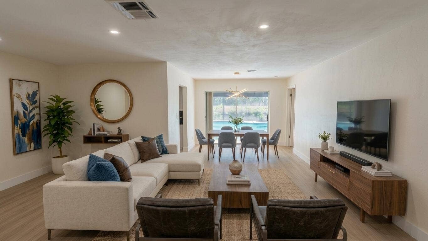 8270 NW 66TH Terrace, Tamarac, FL 33321 Living room and dining area staged