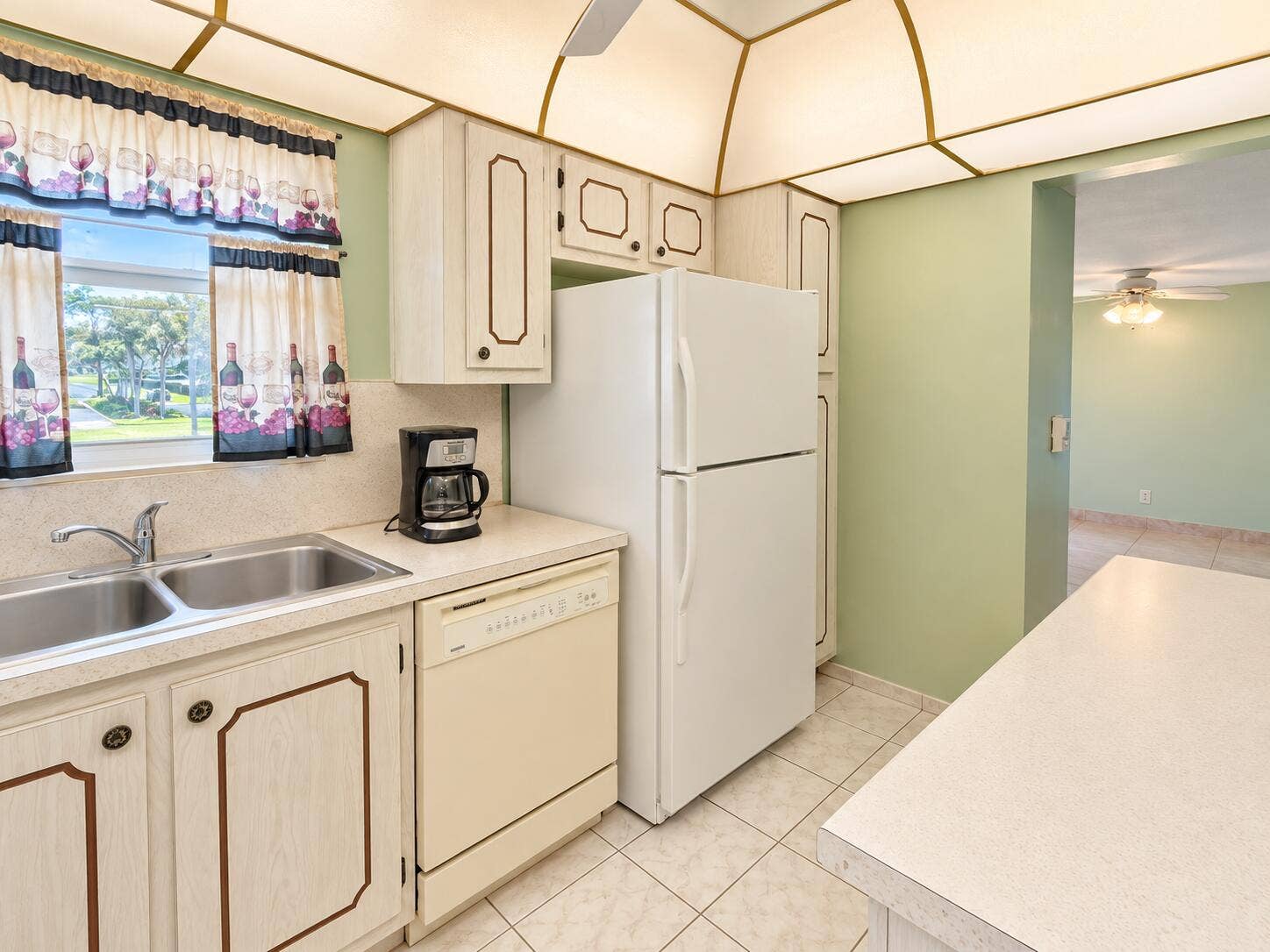 Bright Retro Kitchen with Wine-Patterned