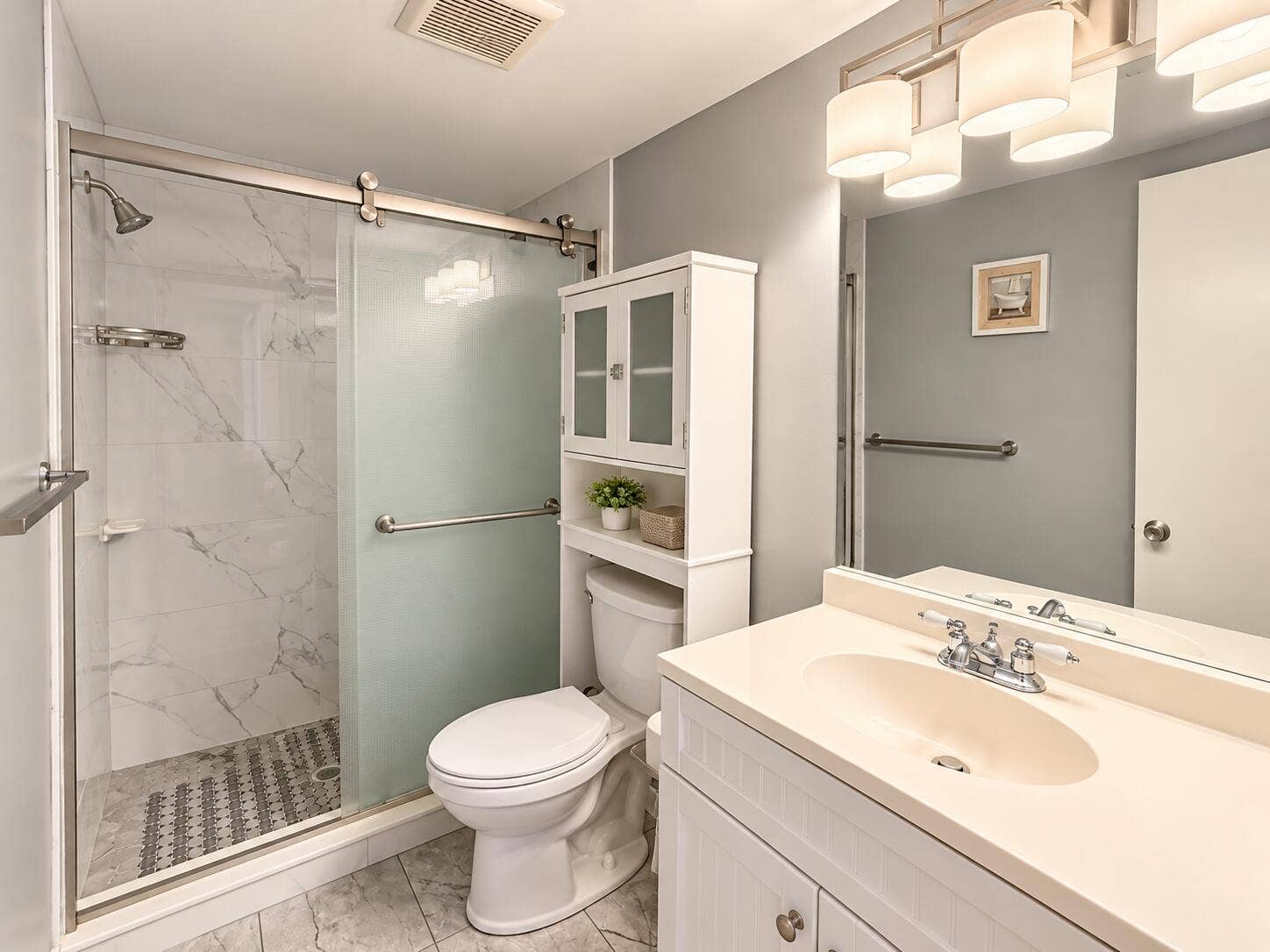 Modern Gray-and-White Bathroom Interior