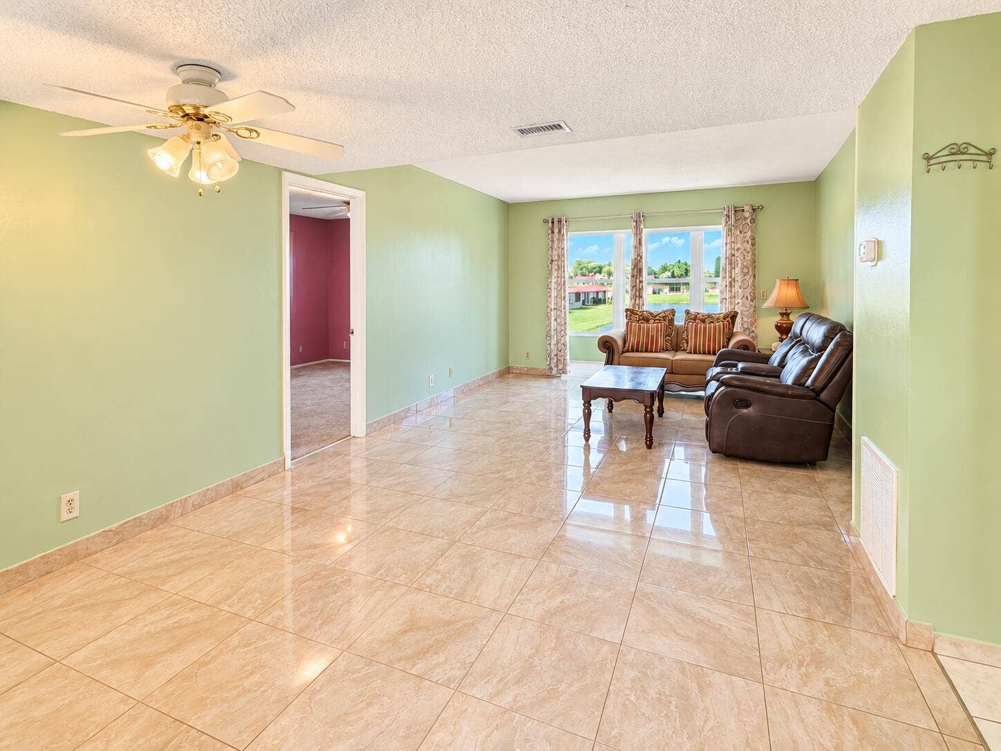 Sunlit Sage Green Living Room