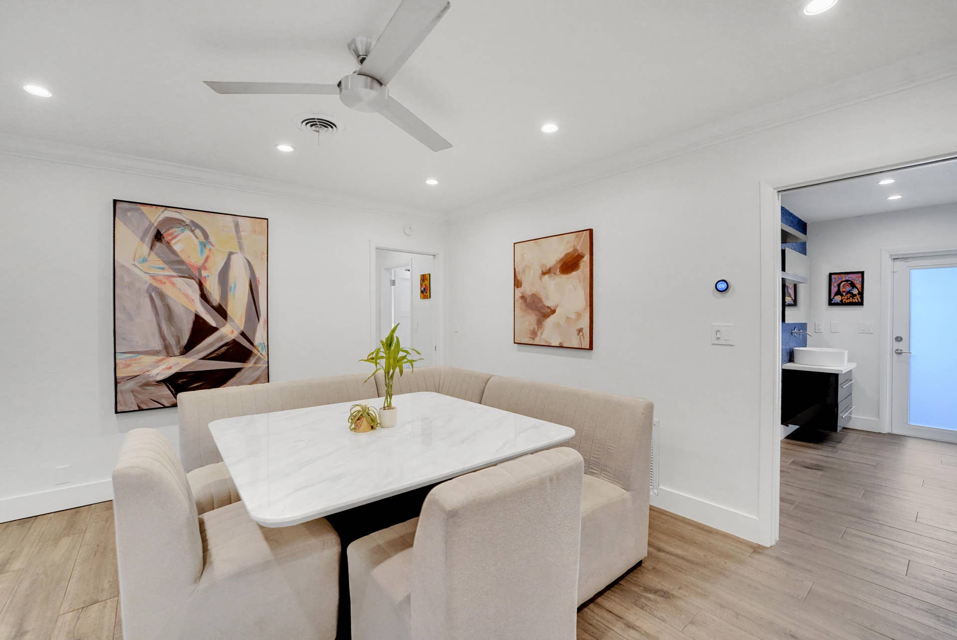 380 NW 35TH Court, Oakland Park, FL 33309 Recessed lighting, and a modern ceiling fan in breakfast room