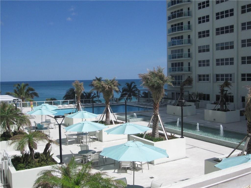 3400 Galt Ocean Drive, #1509 S, Fort Lauderdale, FL 33308 The upper pool deck has lots of seating options. This is not the view from the apartment.