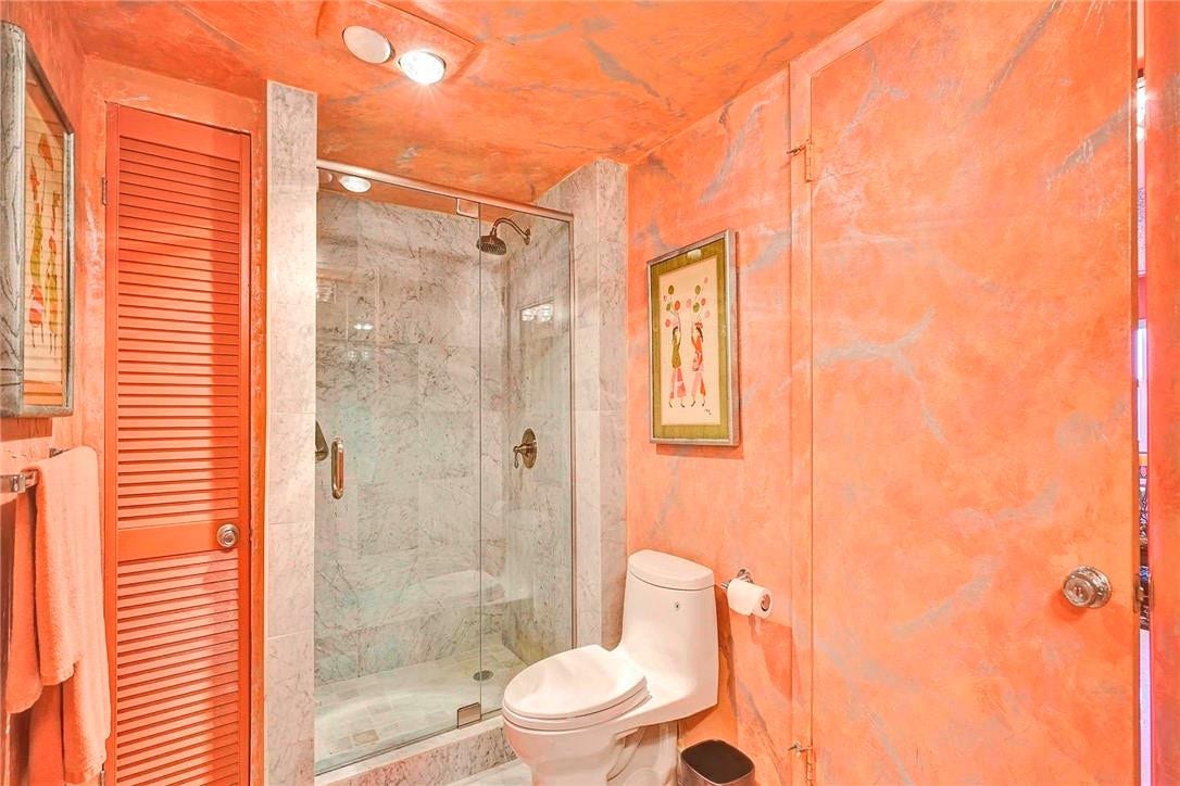 3400 Galt Ocean Drive, #1104 S, Fort Lauderdale, FL 33308 In the second bathroom, the tub was removed and a shower stall was installed, along with a closet to the left of the shower.