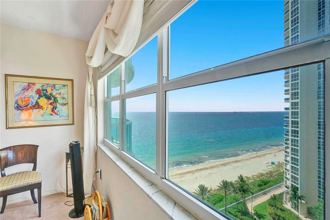 3400 Galt Ocean Drive, #1104 S, Fort Lauderdale, FL 33308 Main bedroom view. The balcony is to the left.