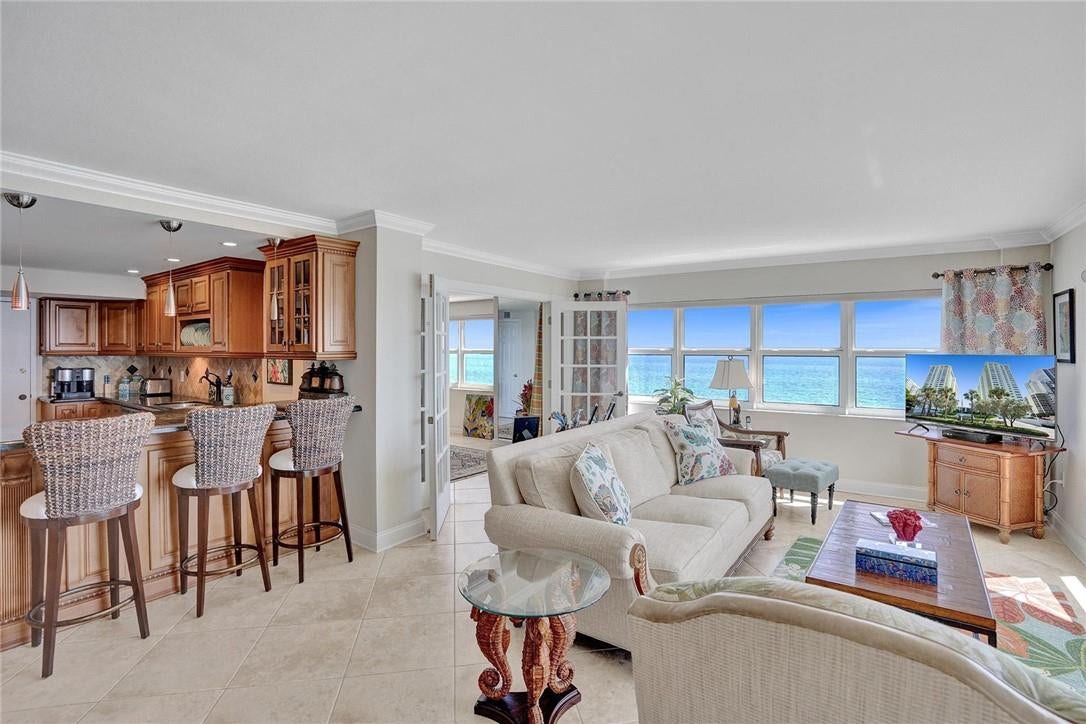 This is a corner apartment, so there are ocean views from every room.