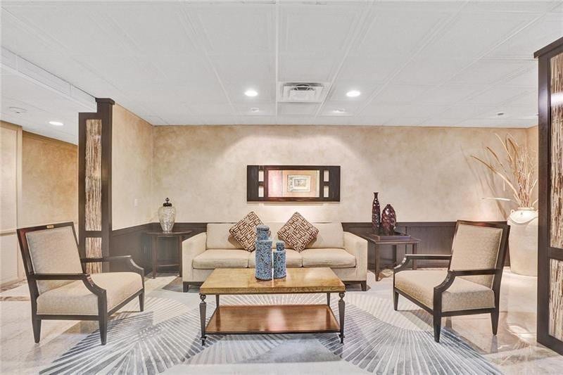 One of the seating areas in the lobby.