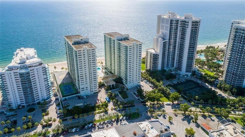 The ocean is in front of us and the intracoastal waterway is right behind us. The pool deck is between the two towers and the tennis court is to the left of the north tower.