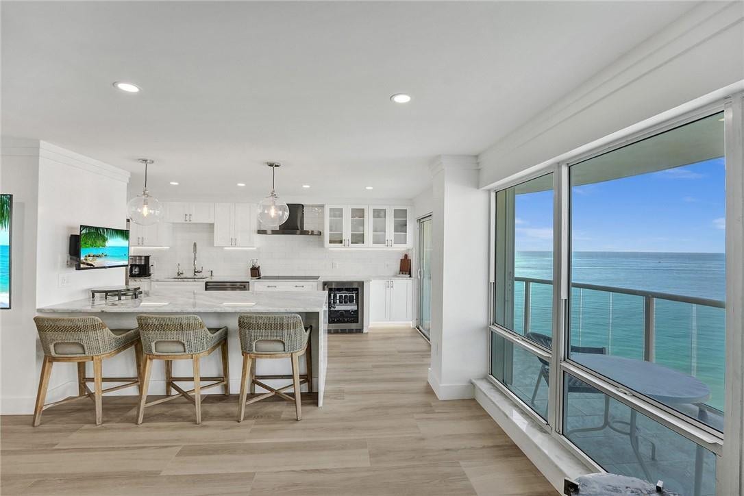 The owners opened up the kitchen to take advantage of the gorgeous ocean views.