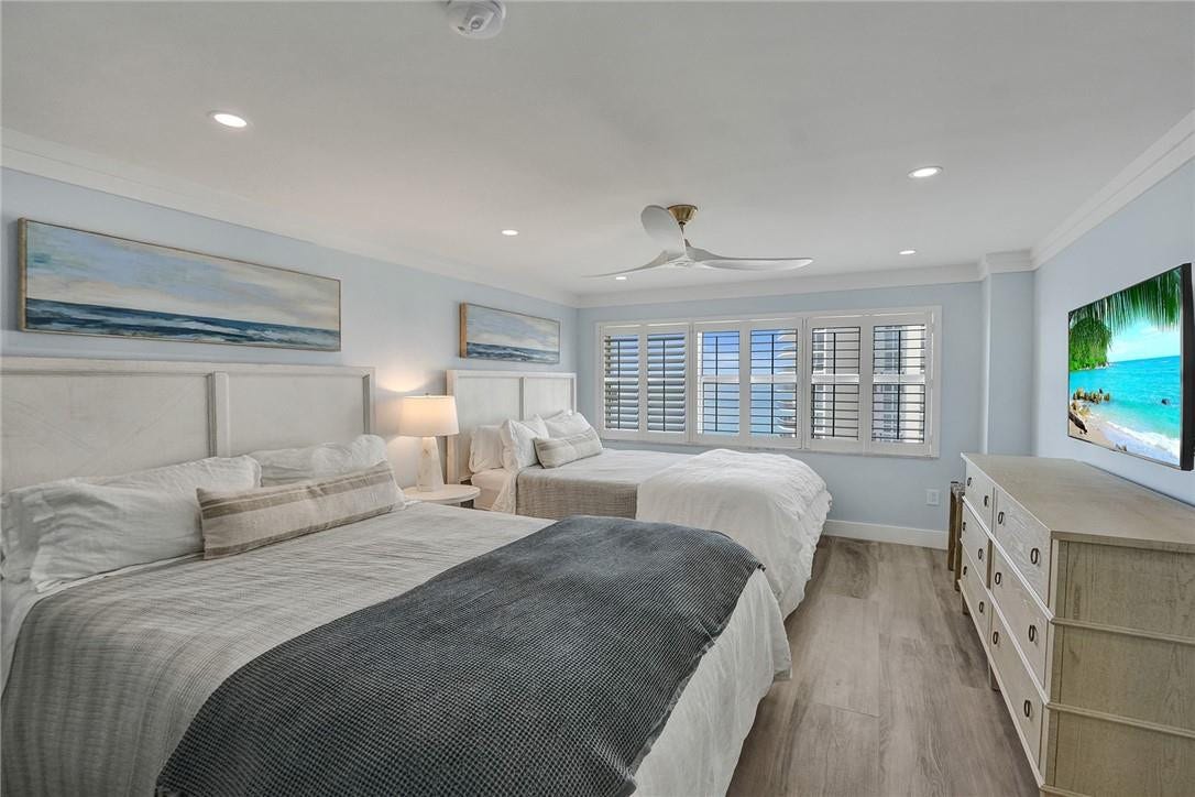 The second bedroom has 2 queen size beds.