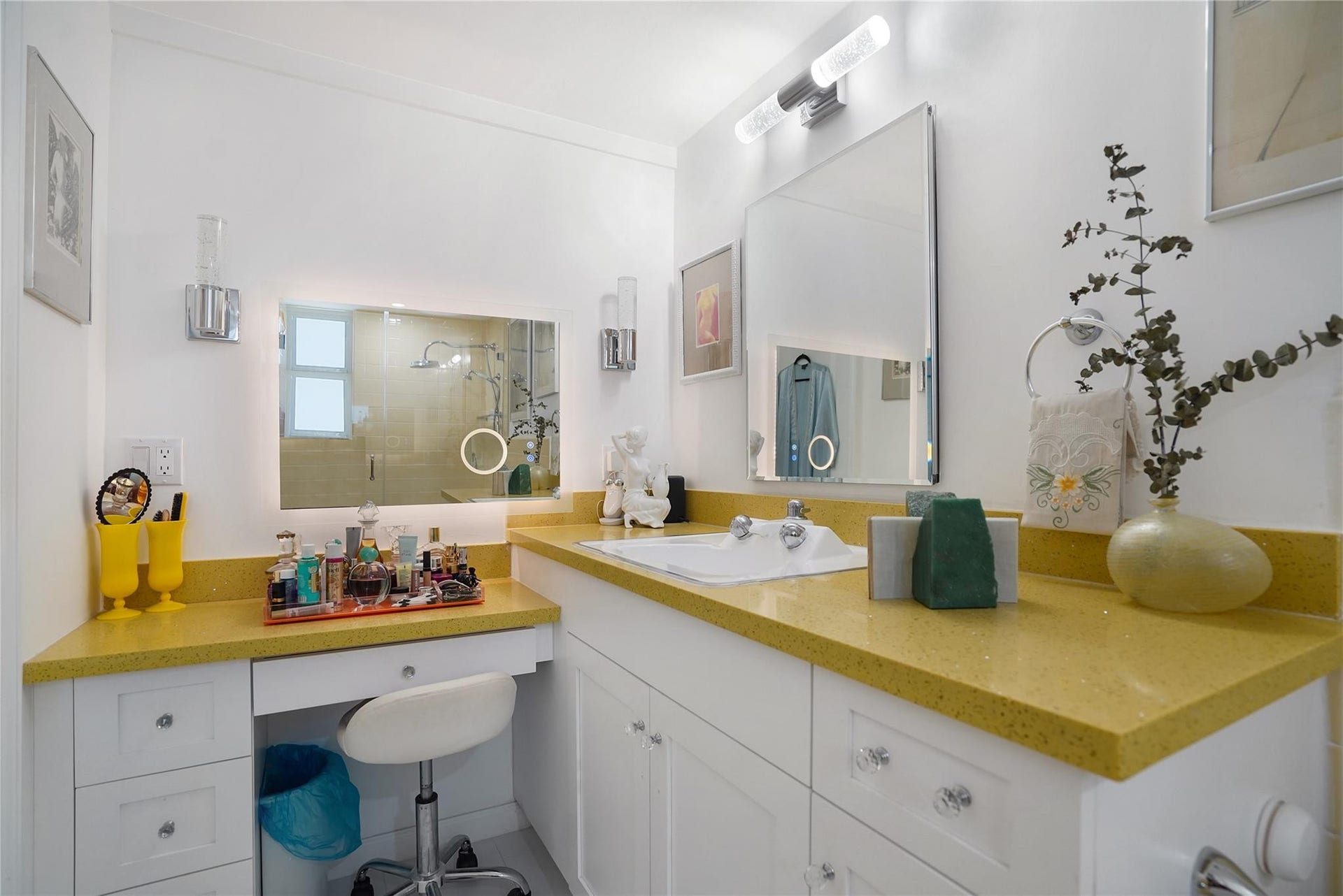 1530 S Ocean Boulevard, #203, Lauderdale By The Sea, FL 33062 Tucked behind the primary bathroom door is additional counter space and storage.