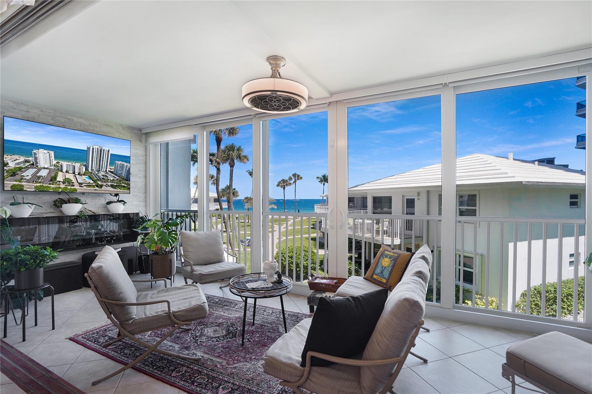 1530 S Ocean Boulevard, #203, Lauderdale By The Sea, FL 33062 This gorgeous enclosed veranda area has sliding doors.
