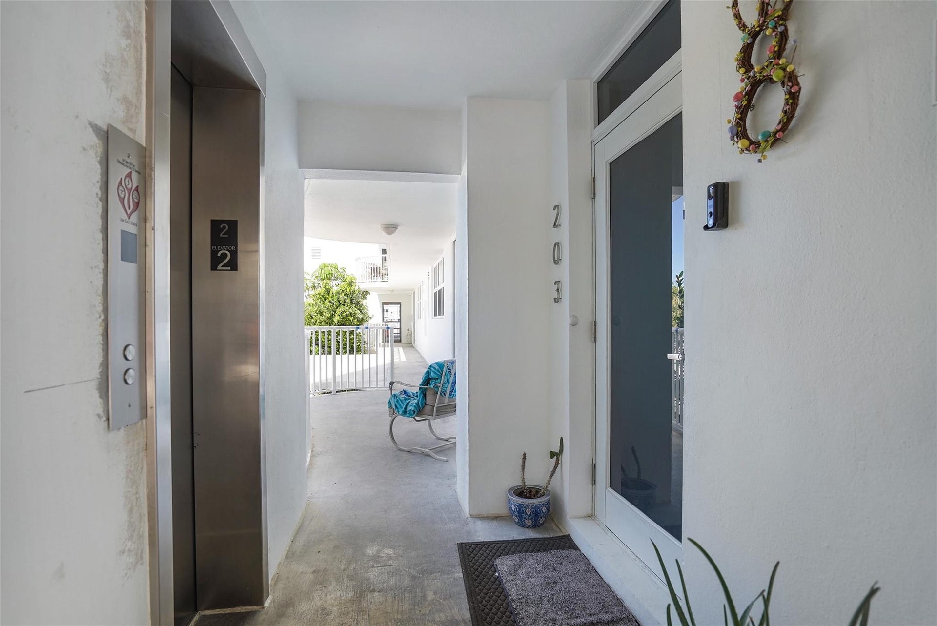 1530 S Ocean Boulevard, #203, Lauderdale By The Sea, FL 33062 How convenient is this? The front door of this 2nd floor apartment is located right across from the elevator.