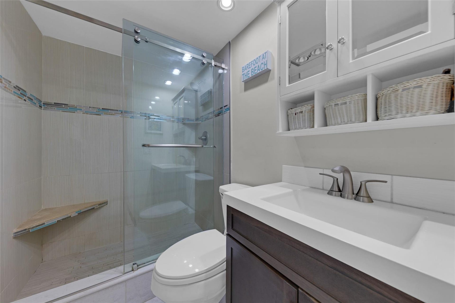 Master bathroom has been updated and offers a walk in shower