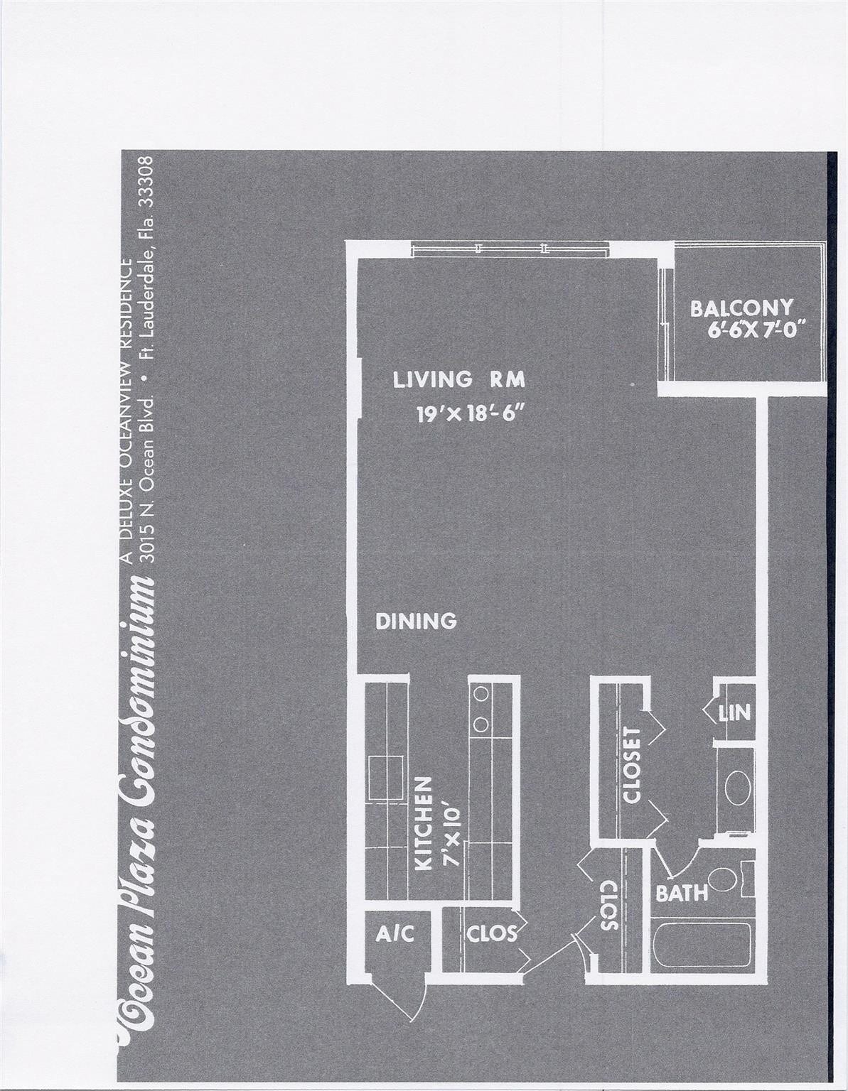 3015 N Ocean Boulevard, #9C, Fort Lauderdale, FL 33308 Berkley Studio C Floorplan